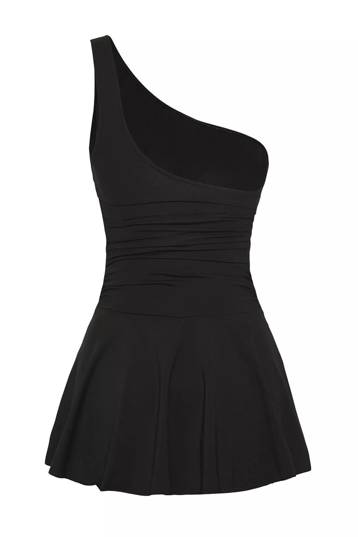 Black Dress Skirted Swimsuit, , large image number 5