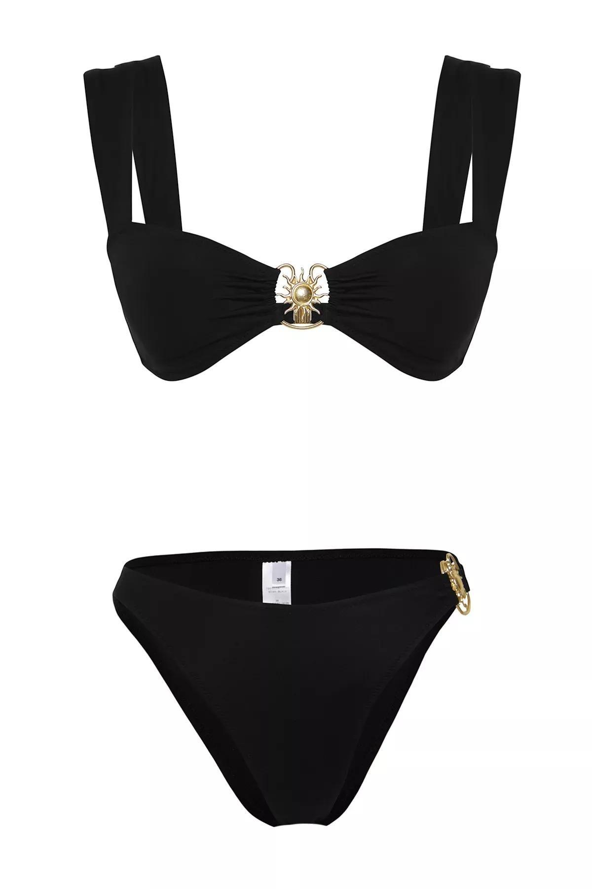 Black Detailed Plain Bikini Set, C101_2094, large image number 0