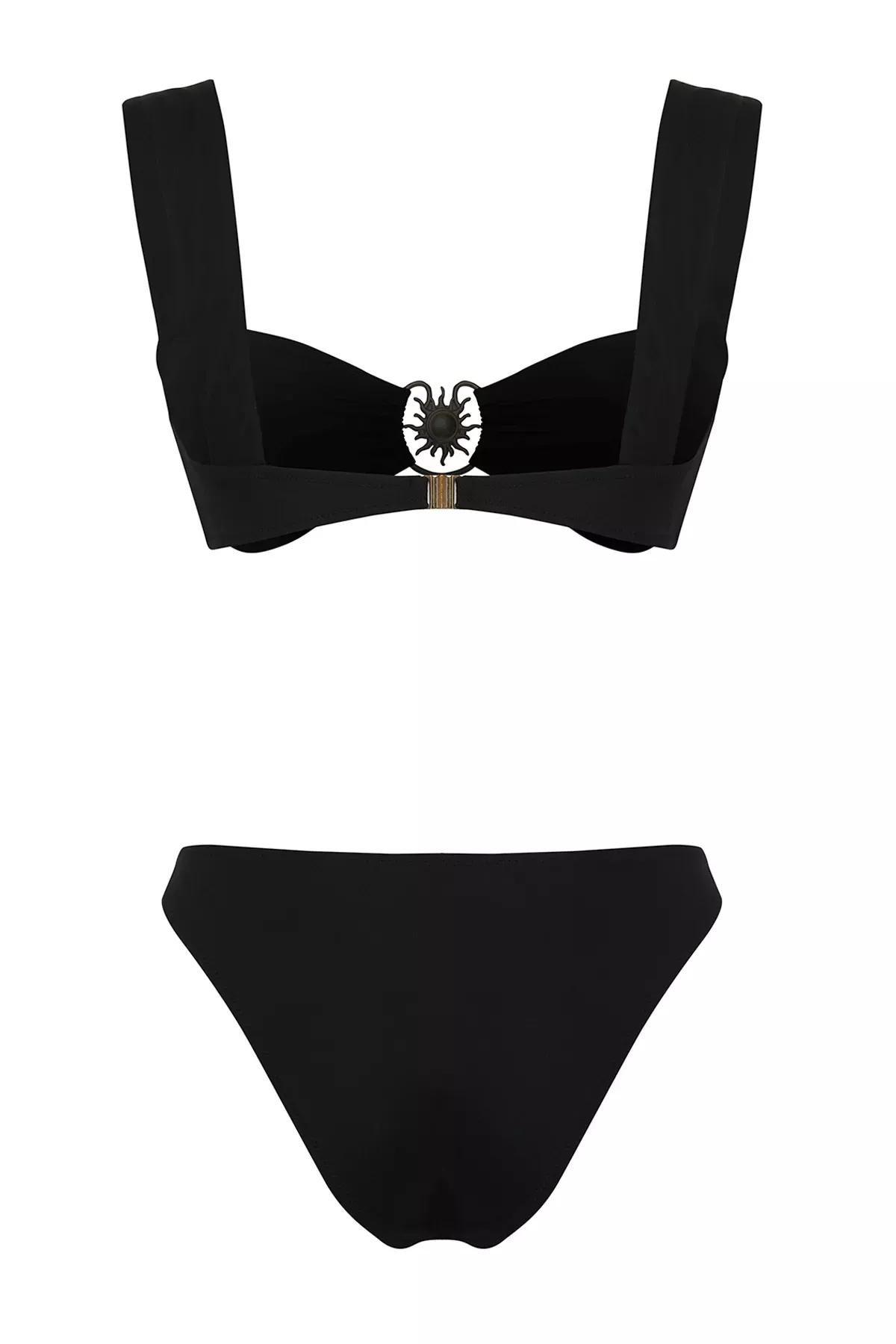 Black Detailed Plain Bikini Set, C101_2094, large image number 5