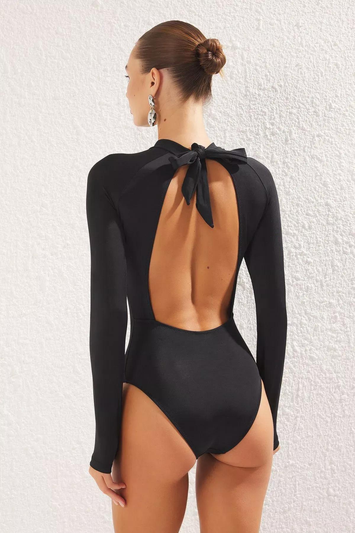 Black Surfer Backless Swimsuit, , large image number 4