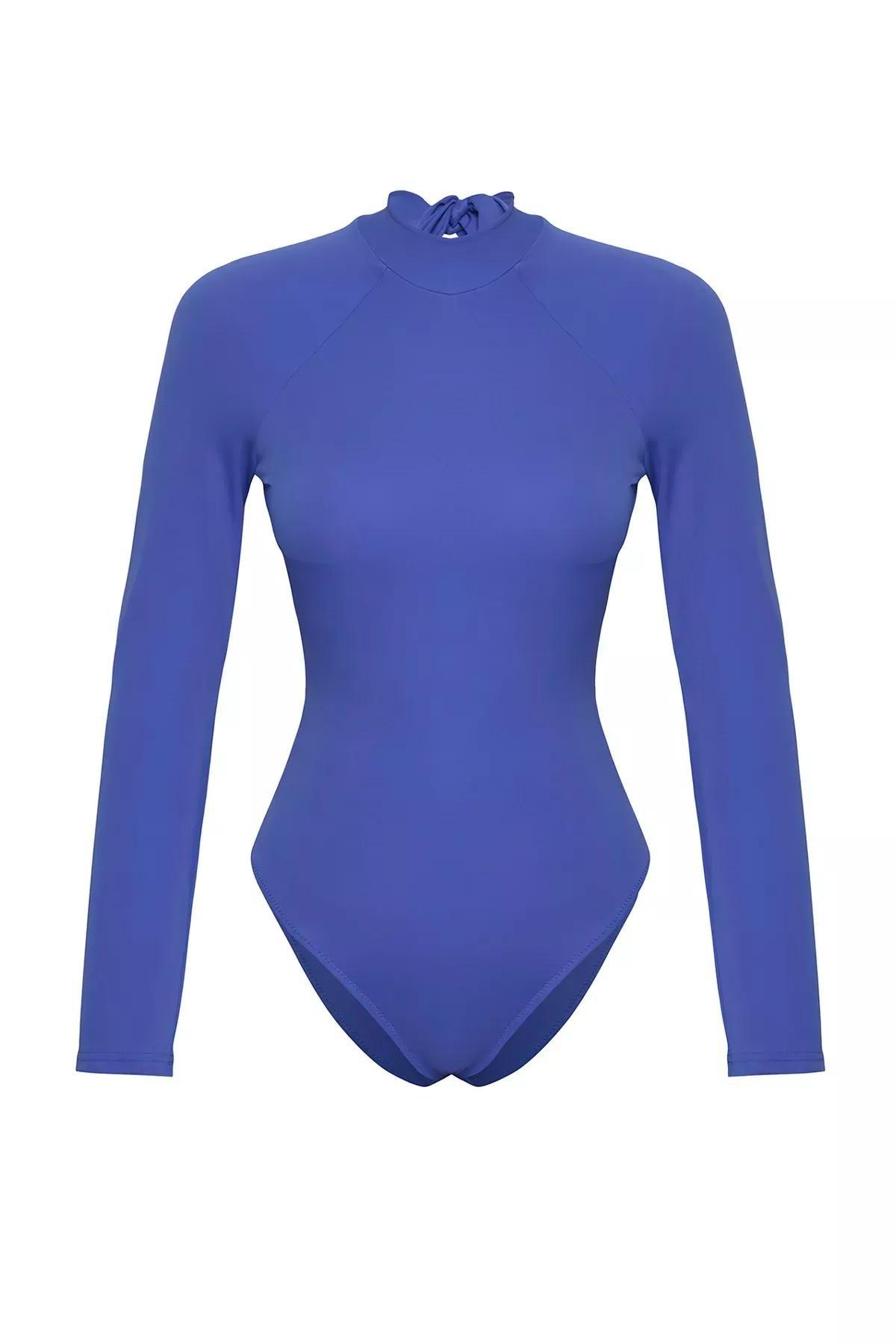Blue Surfer Back Low-Cut Swimsuit, , large image number 0