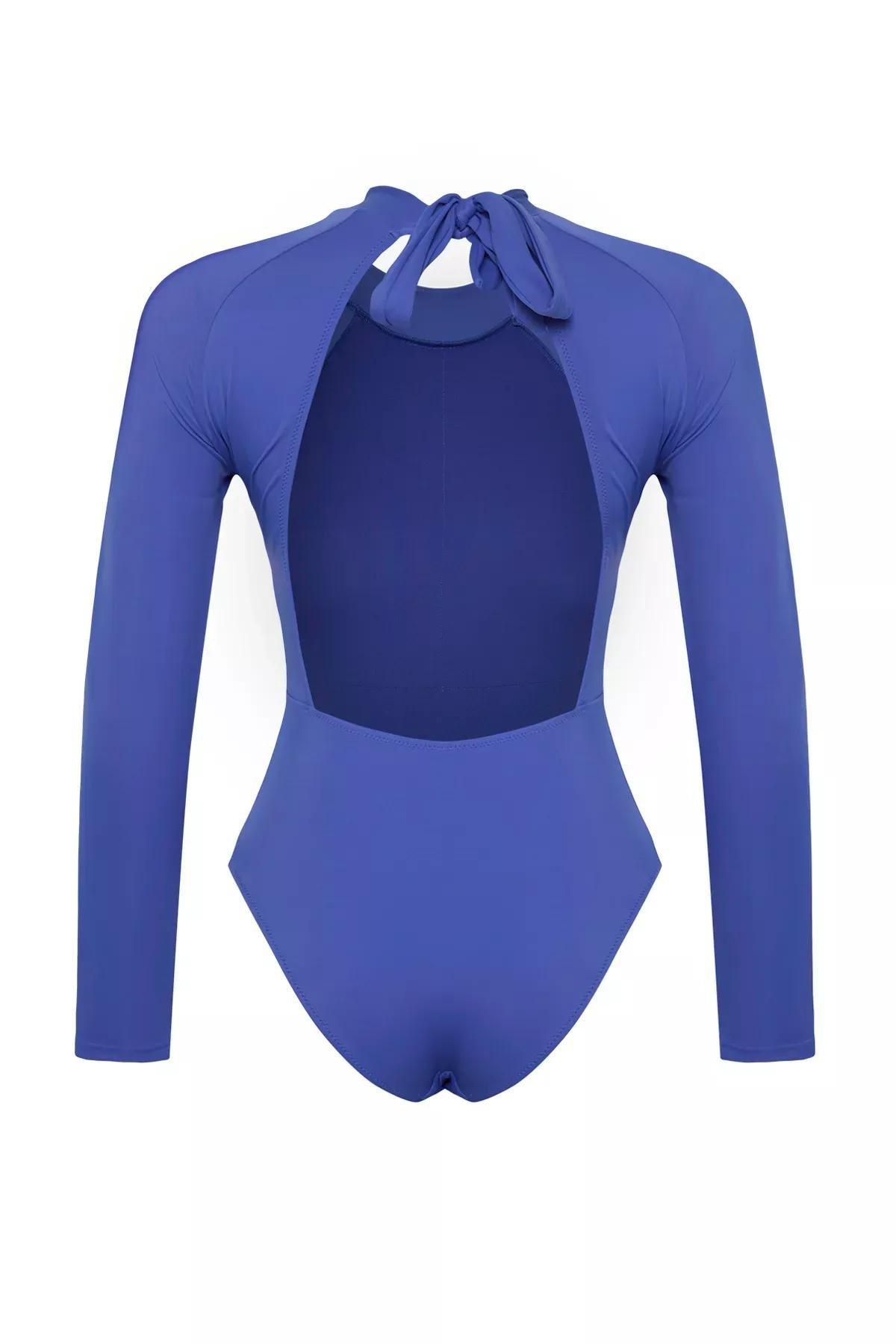 Blue Surfer Back Low-Cut Swimsuit, , large image number 2