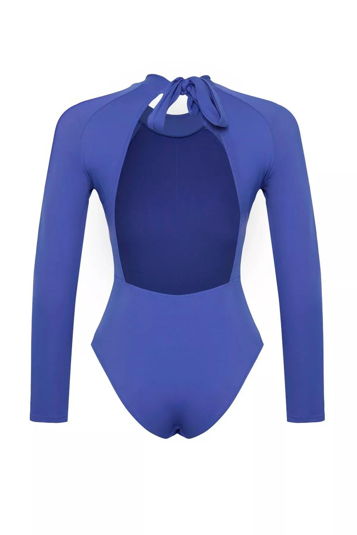 Blue Surfer Back Low-Cut Swimsuit, C101_6790, large image number 6