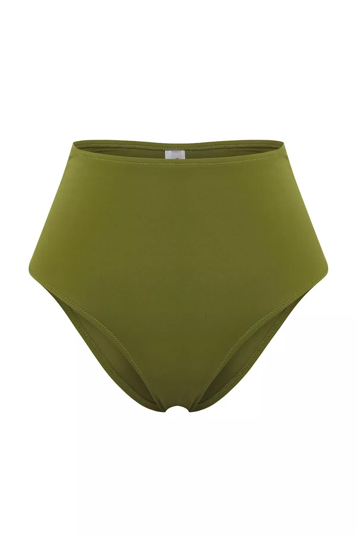 Khaki High-Waist Bikini Bottom, , large image number 4