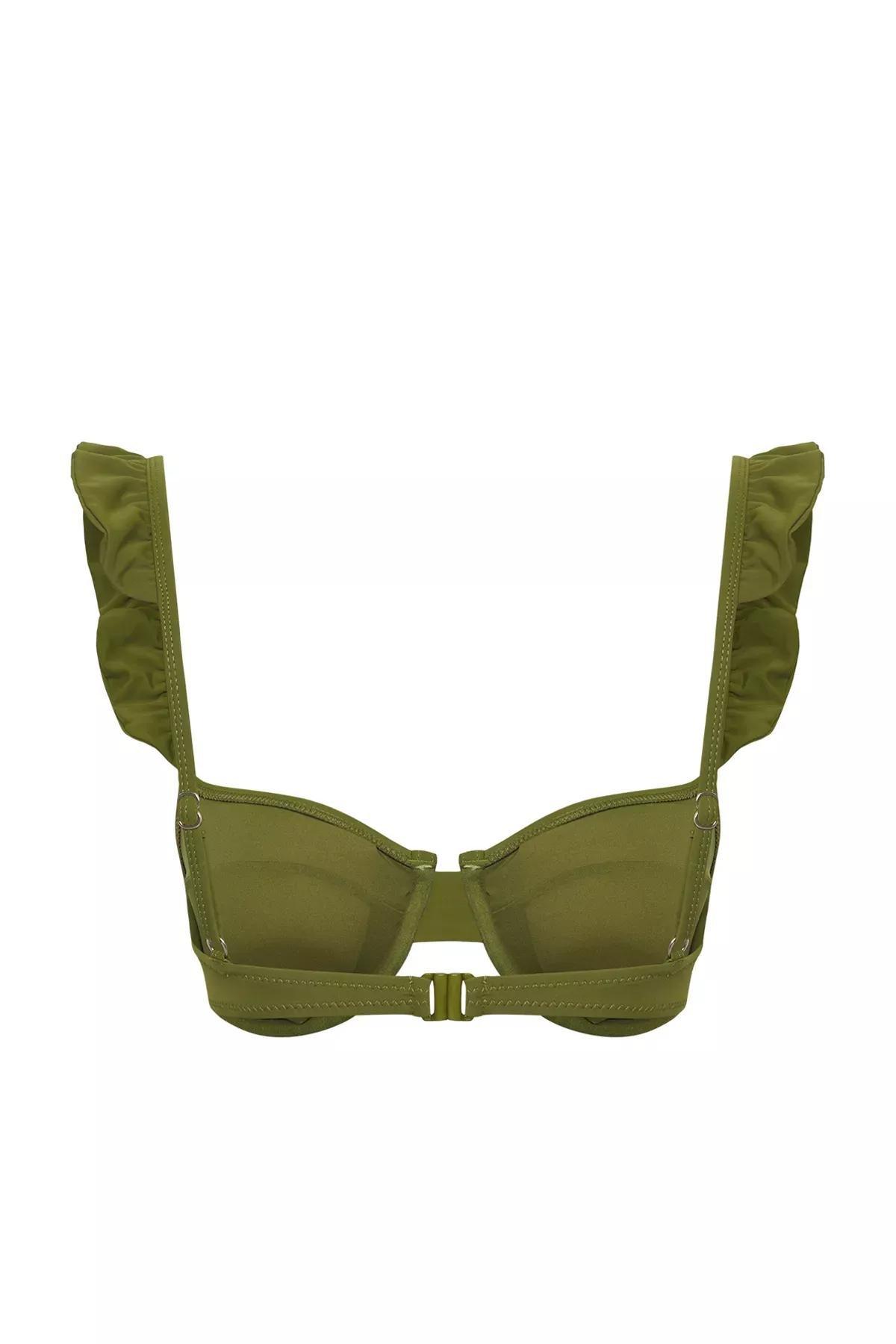 Green Balconette Ruffle Bikini Top, , large image number 6