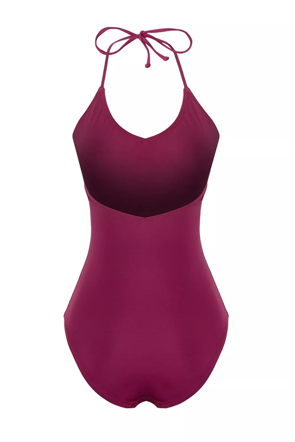 Purple V-Neck Swimsuit, , large image number 6