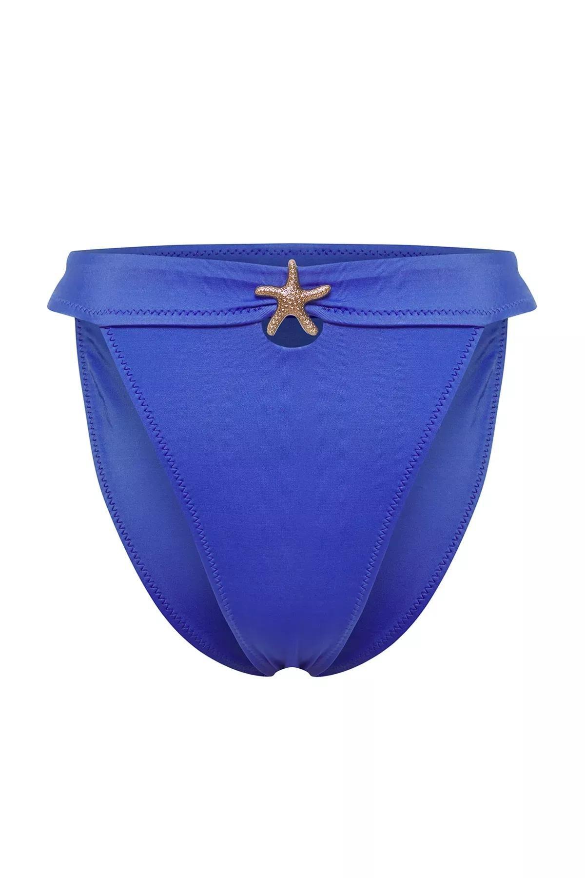 Blue High-Waist Star Accessory Bikini Bottom, C101_6790, large image number 4