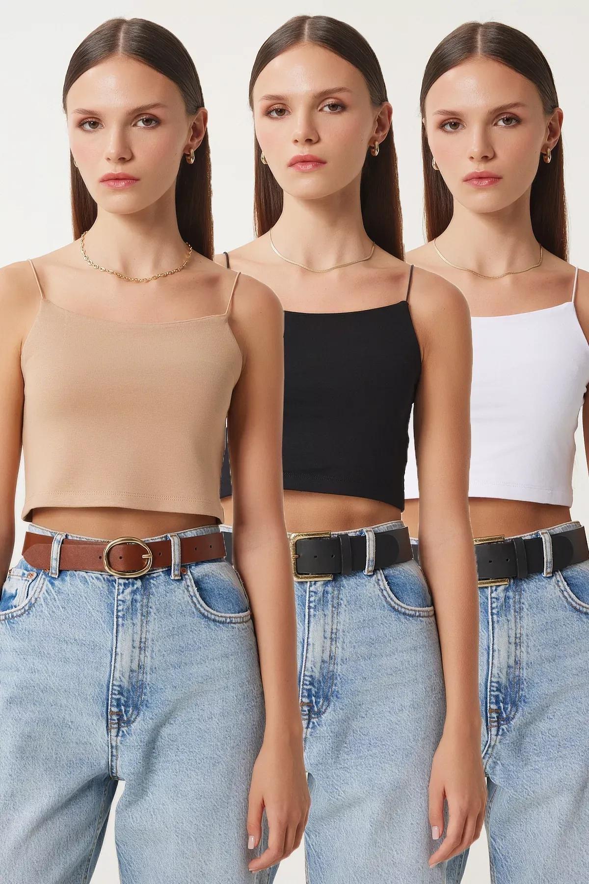 Black-White-Brown 3-Pack Bustier Tops, , large image number 0