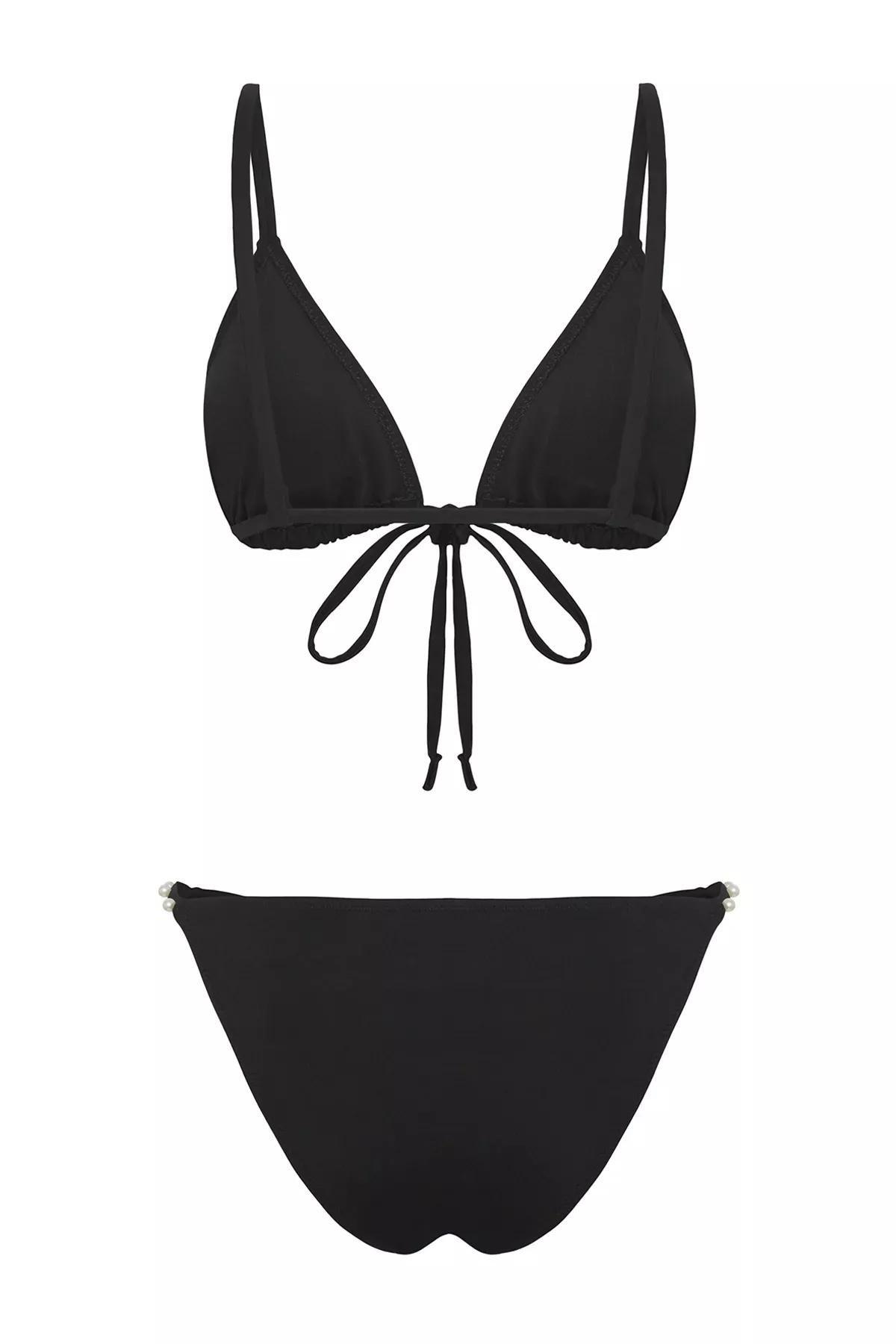Black Triangle Pearl Accessory Bikini Set, C101_2094, large image number 6