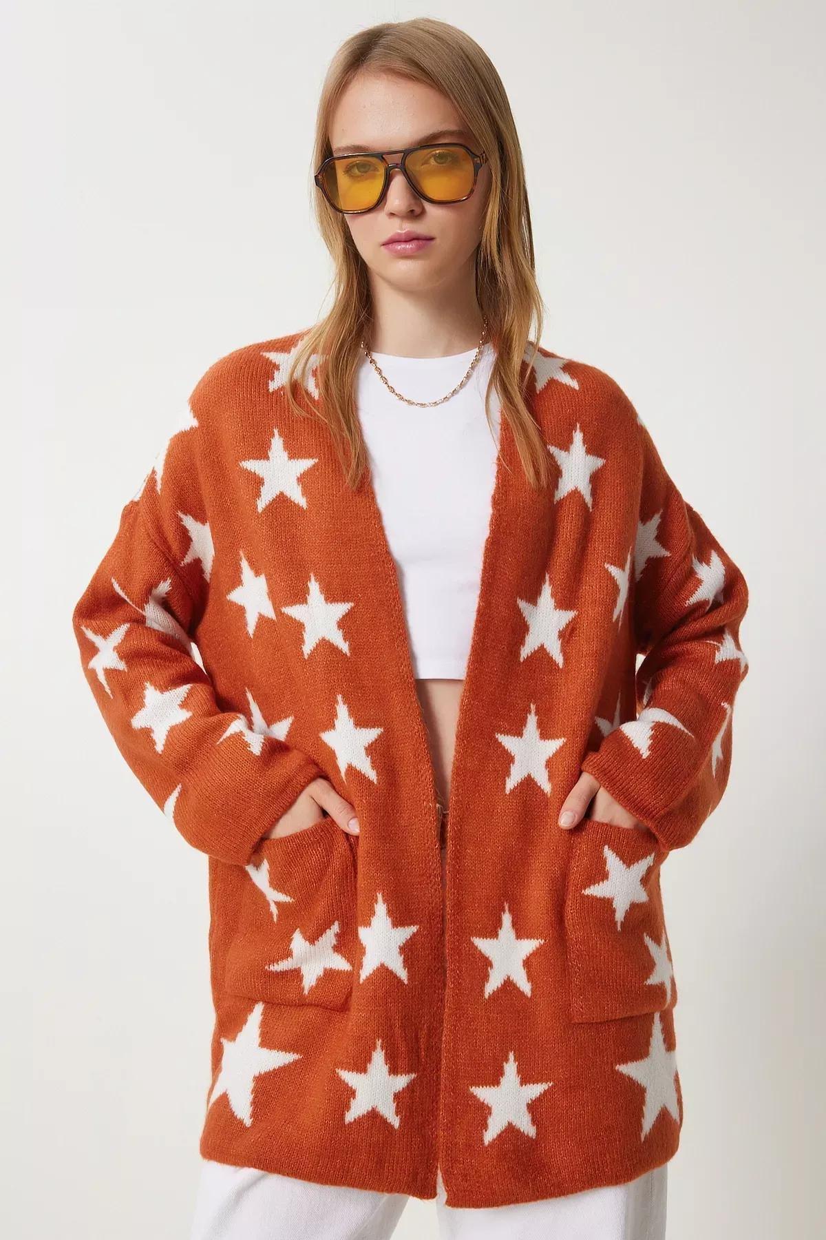 Brown Wide Knitted Cardigan, , large image number 2
