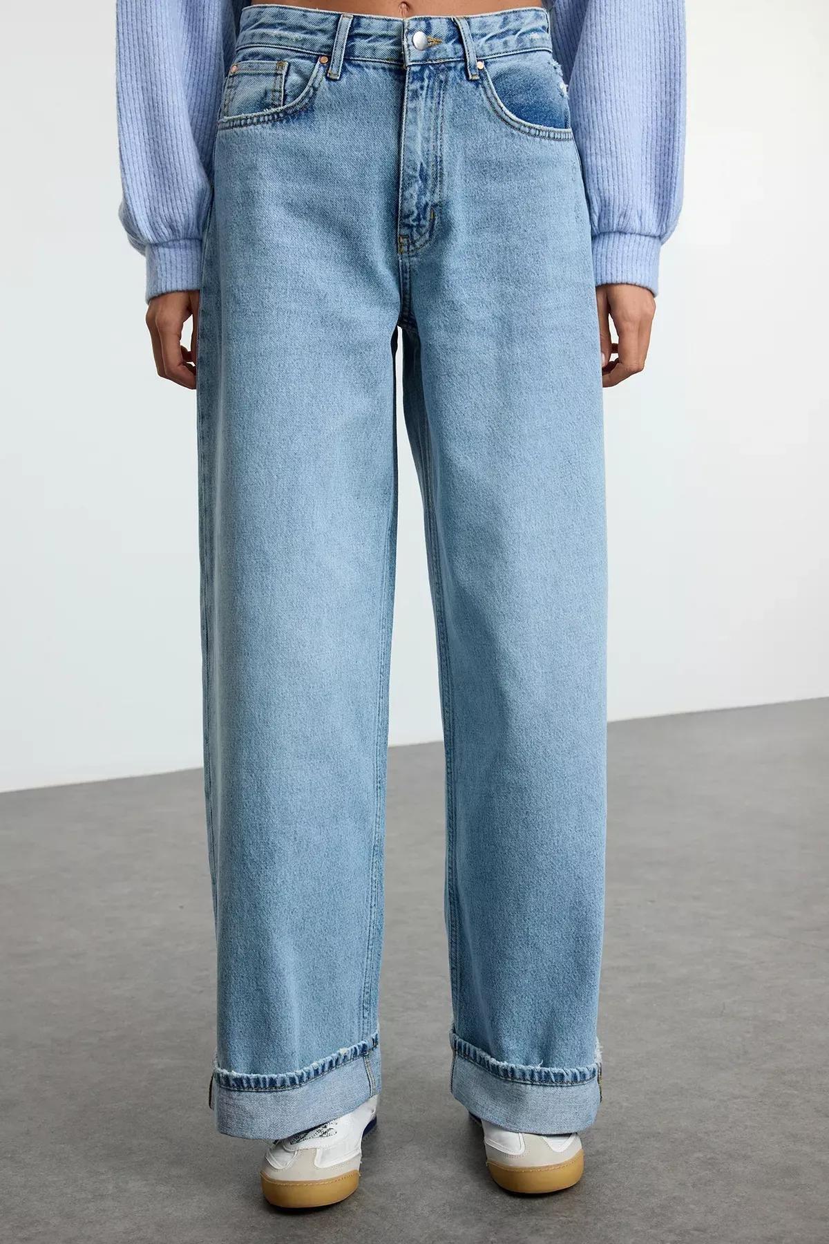 Blue Folded Skater Jeans, , large image number 2