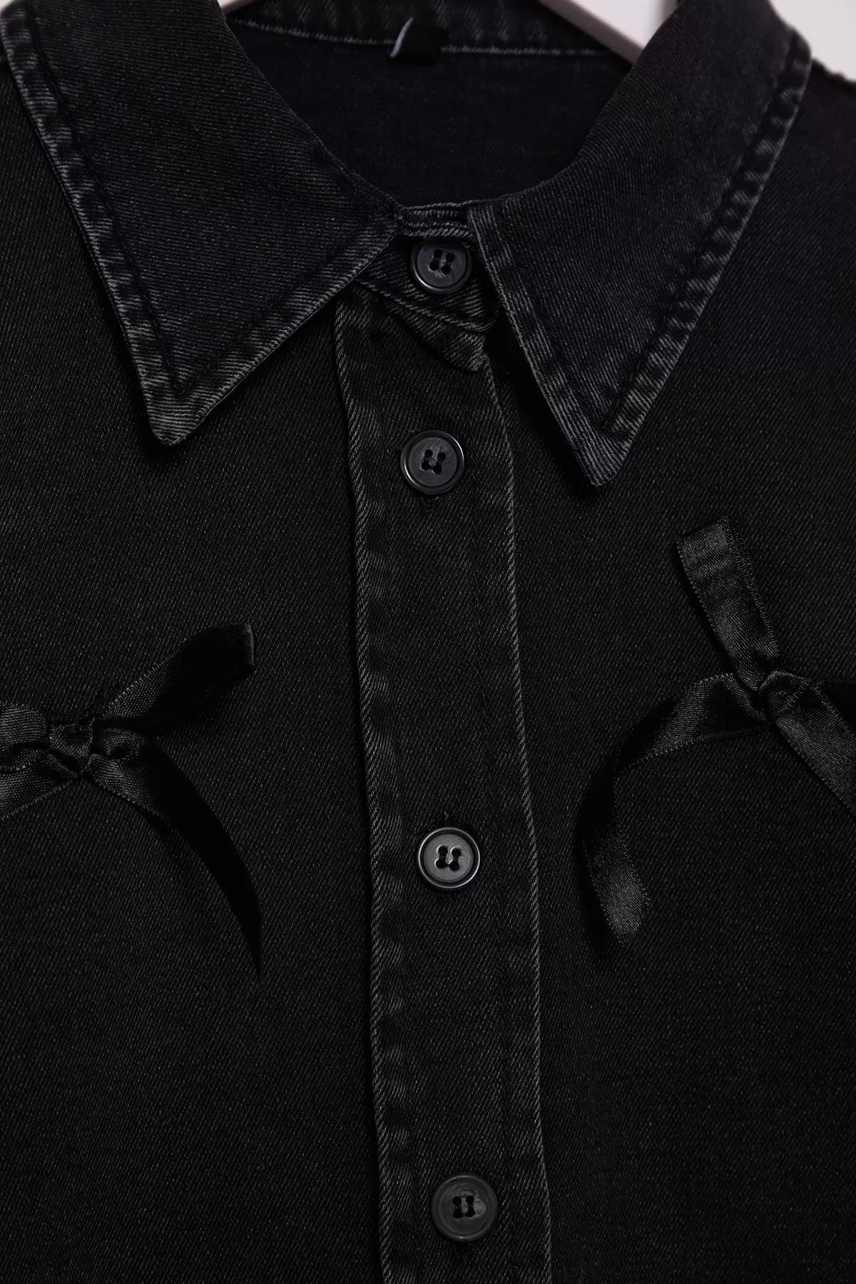 Denim Shirt Bow Detail, , large image number 5