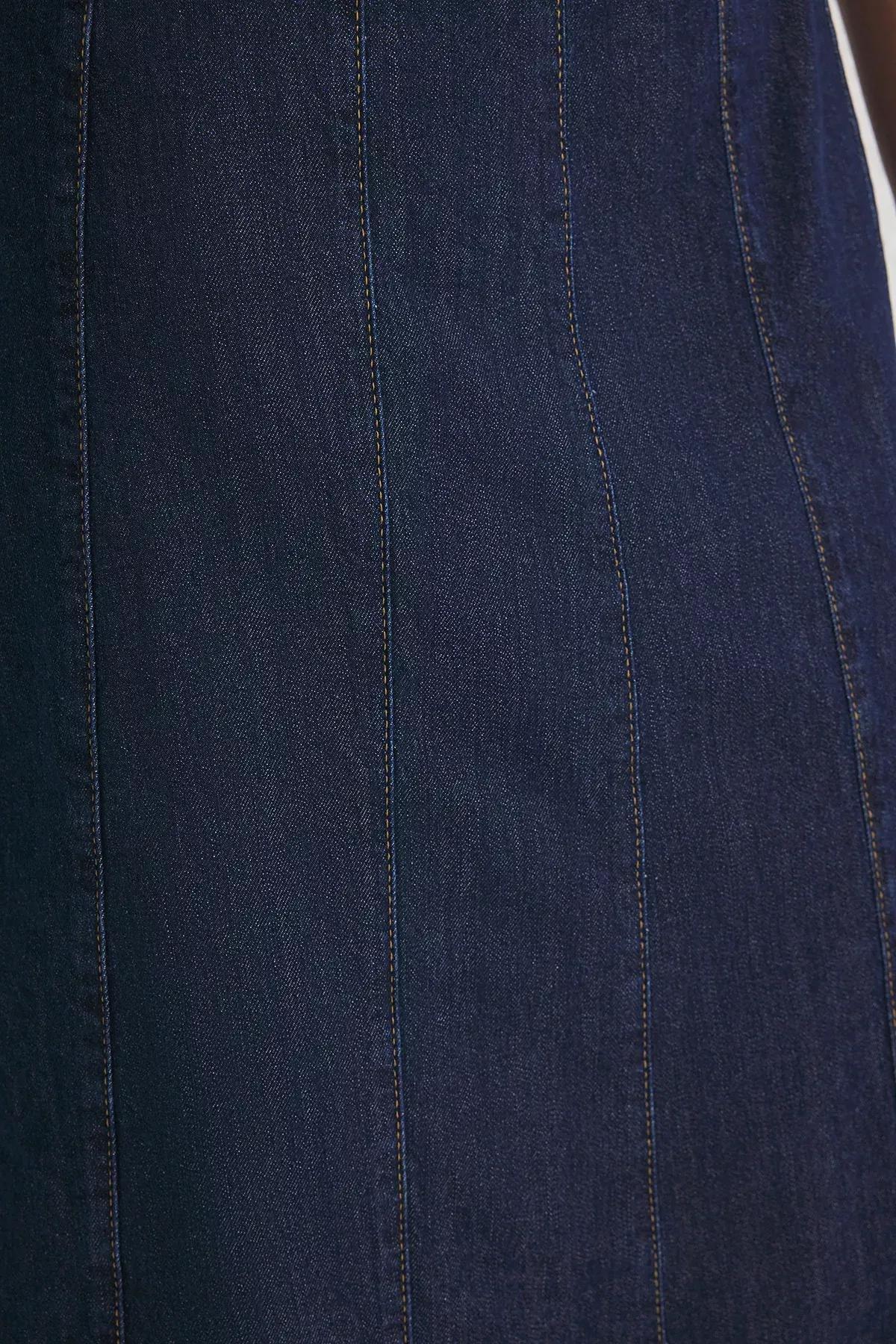 Blue Strappy Midi Denim Dress, , large image number 3