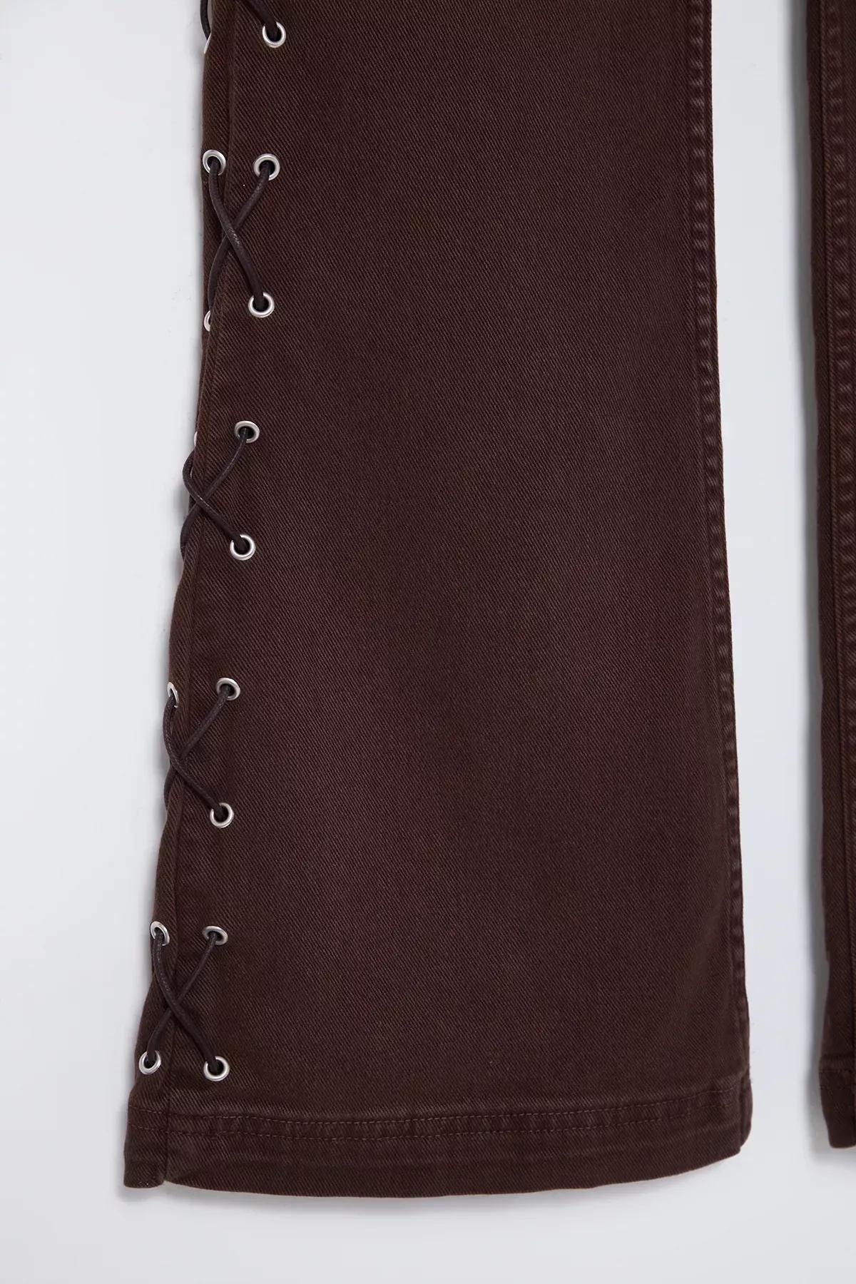 Brown Eyelet Flare Jeans, , large image number 5