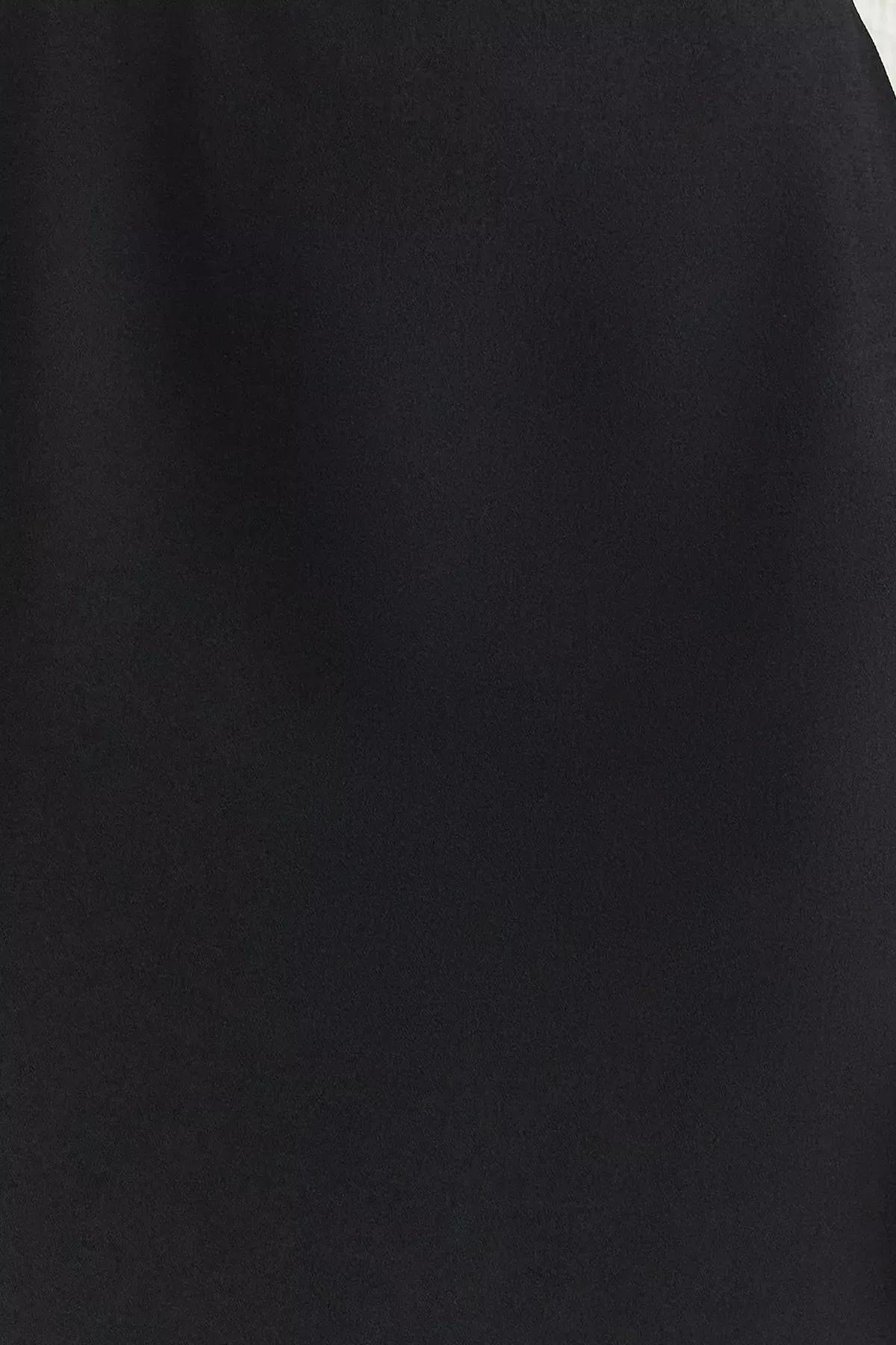 Black A-Line Midi Woven Crepe Dress, , large image number 3