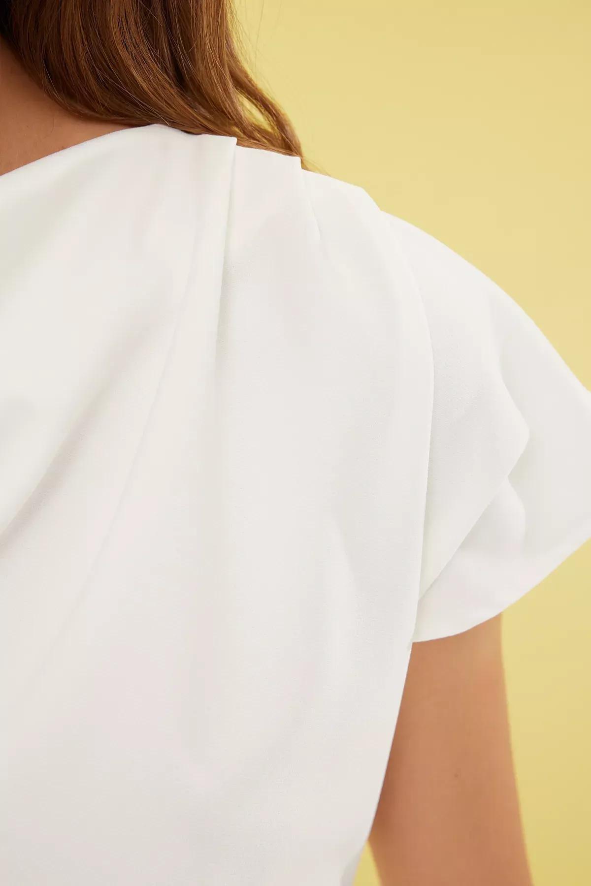 White A-Line Cowl Neck Mini Dress, , large image number 3