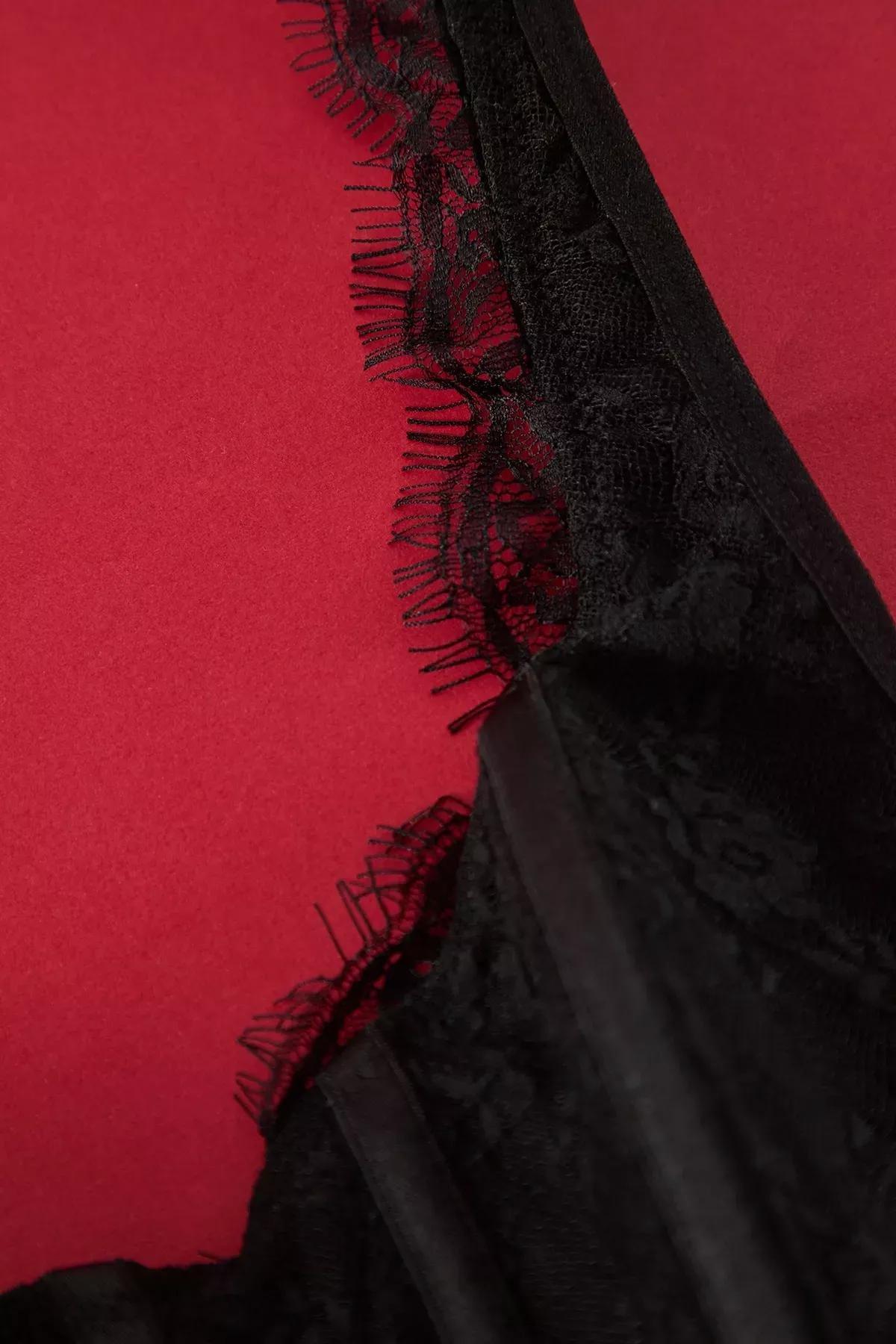 Black Lace Underwire Snap Knitted Bodysuit, , large image number 5