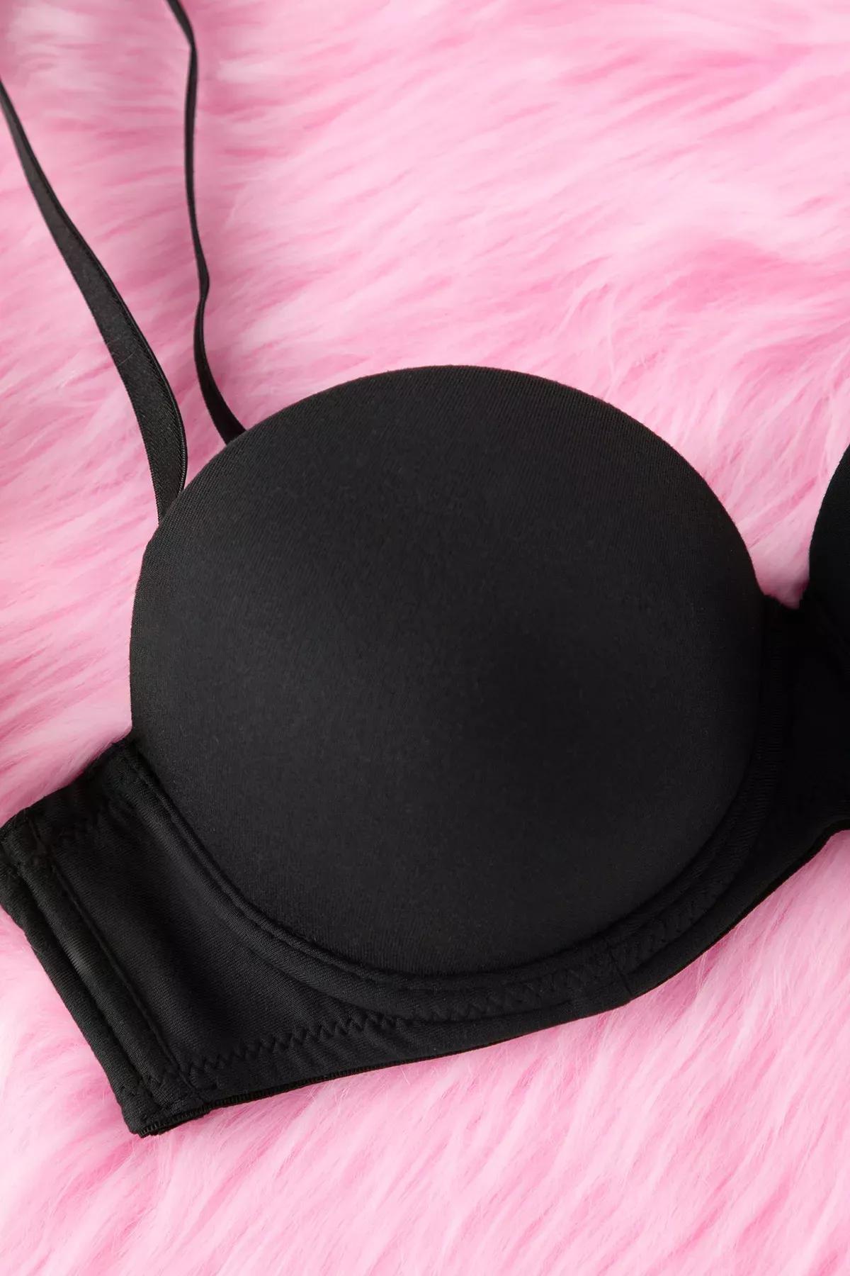Black Soft Texture Micro Push-Up Bra, , large image number 5