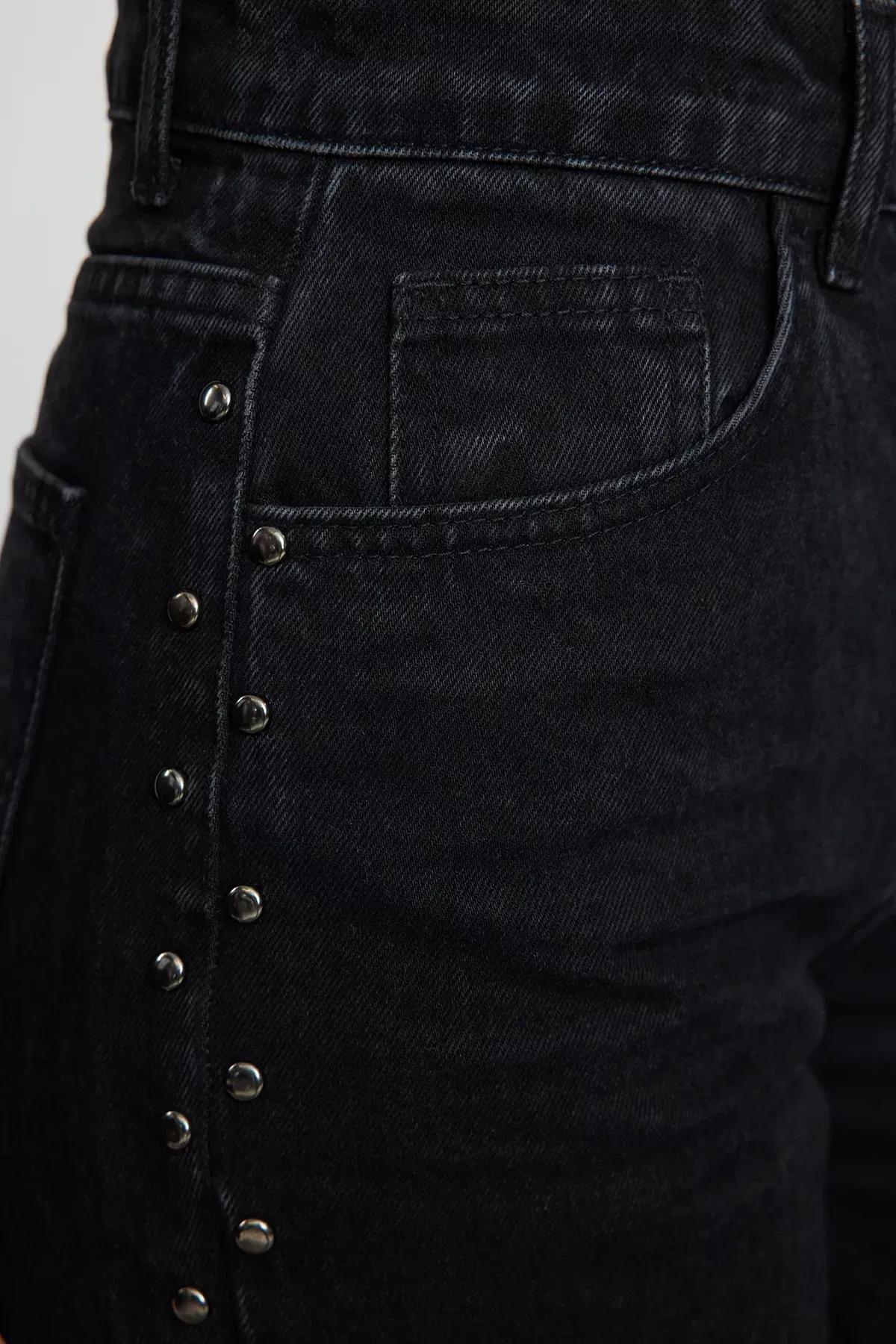 Black High-Waist Wide Leg Jeans, , large image number 3