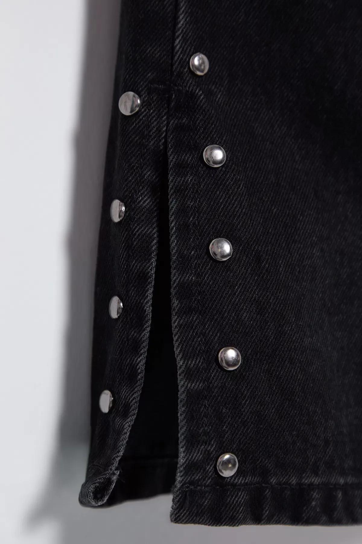 Black High-Waist Wide Leg Jeans, , large image number 7
