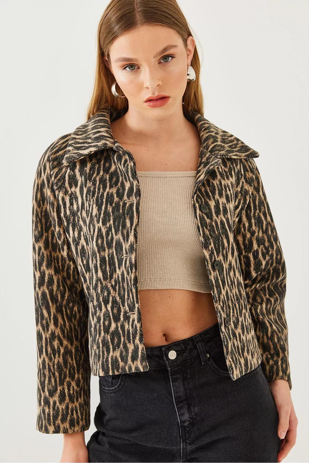 Brown Button Plush Jacket, Brown, large image number 1