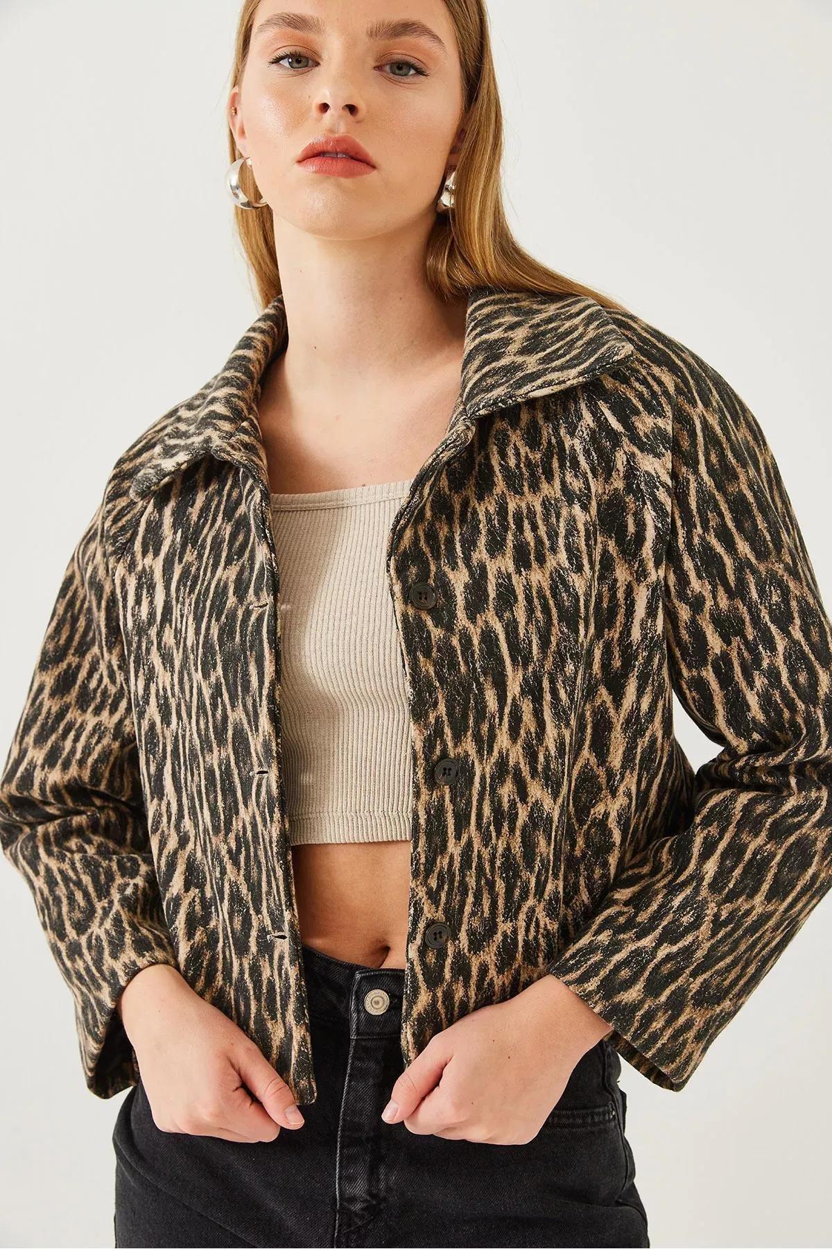 Brown Button Plush Jacket, Brown, large image number 2