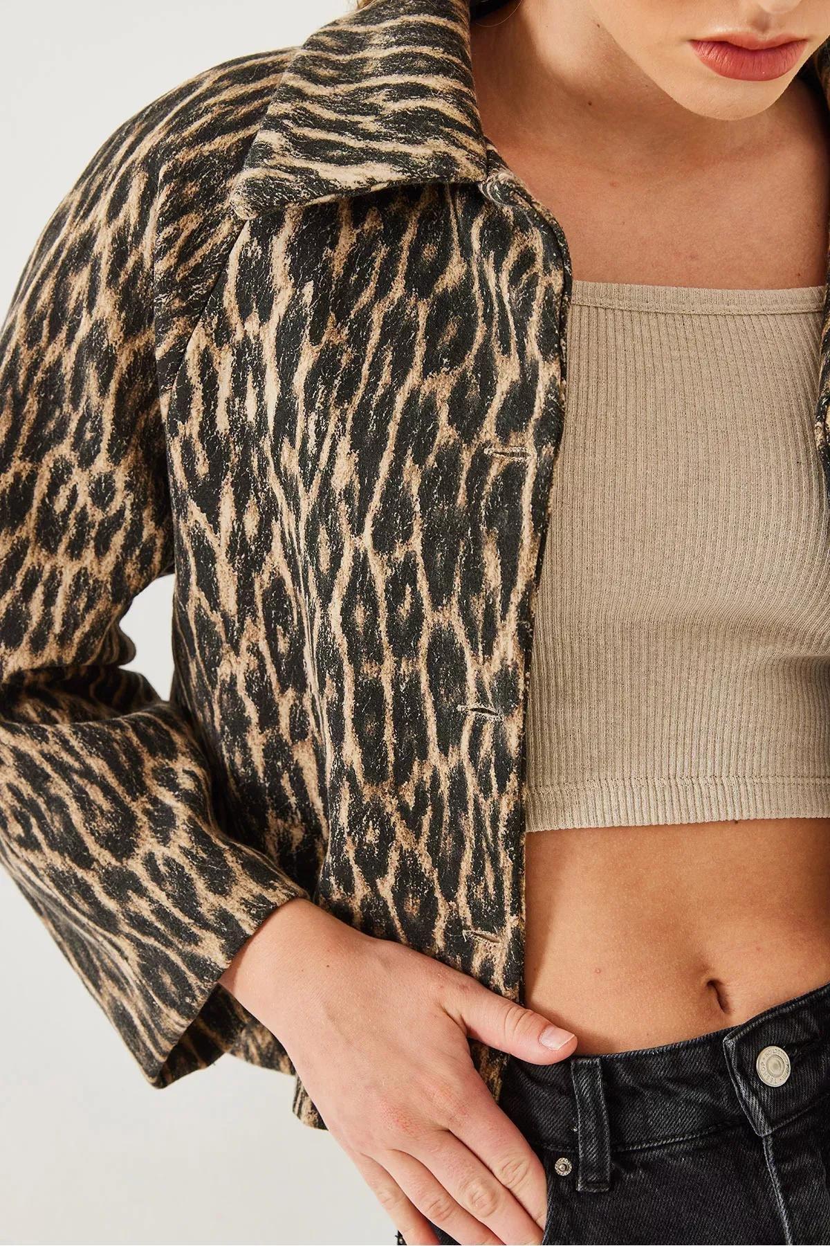 Brown Button Plush Jacket, Brown, large image number 3