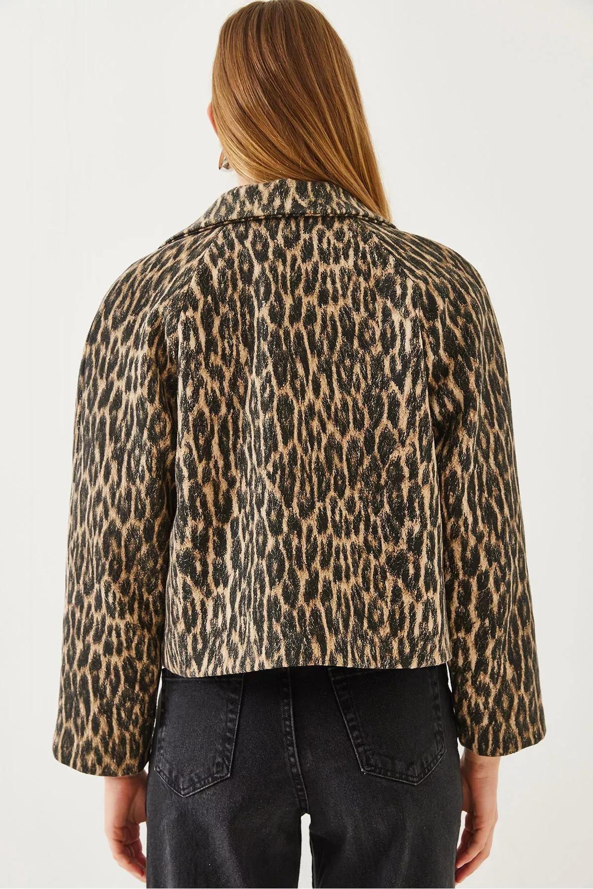 Brown Button Plush Jacket, Brown, large image number 4