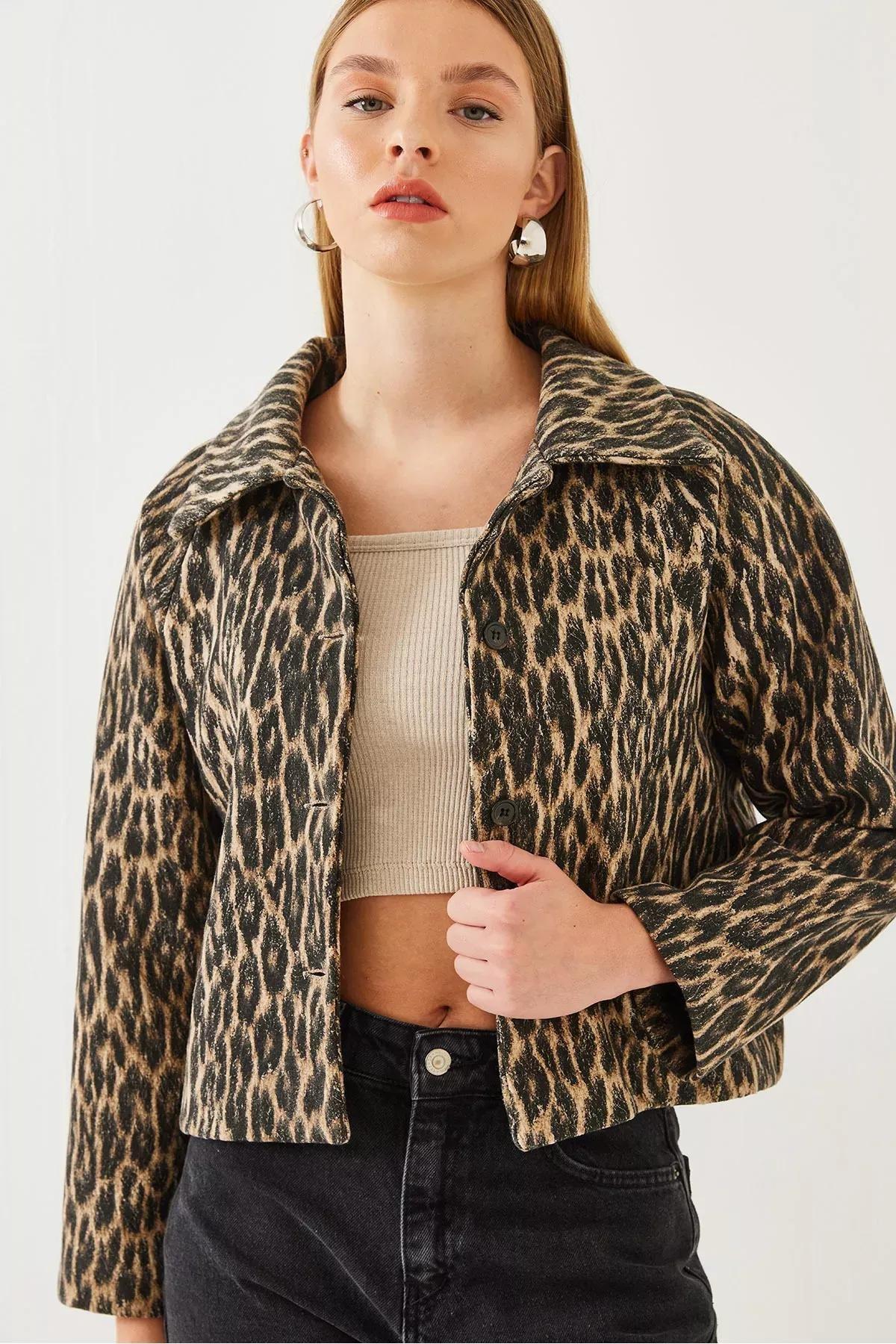 Brown Button Plush Jacket, Brown, large image number 5