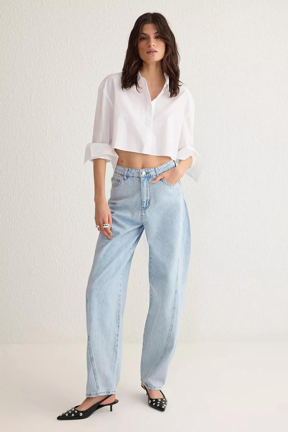 Blue Stitch Barrel Baggy Jeans, , large image number 0