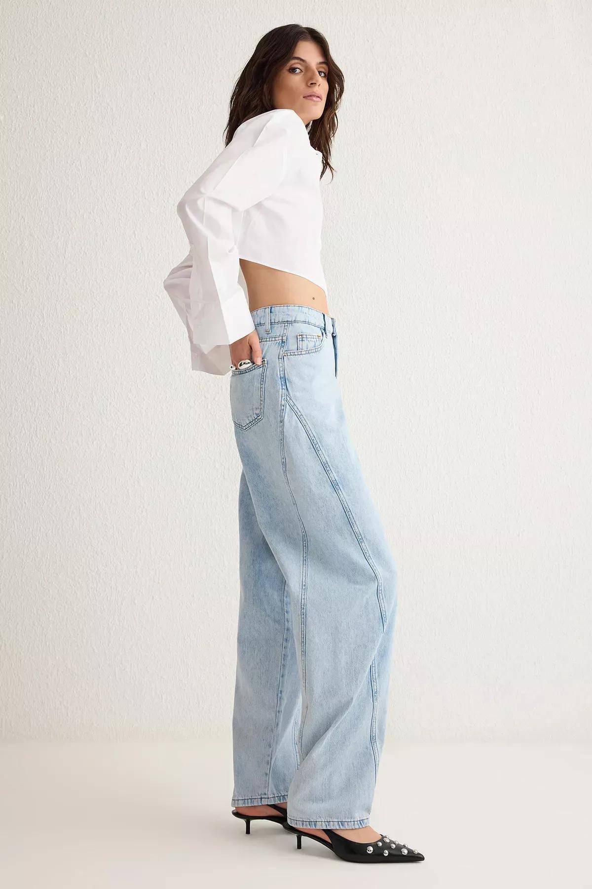 Blue Stitch Barrel Baggy Jeans, , large image number 1