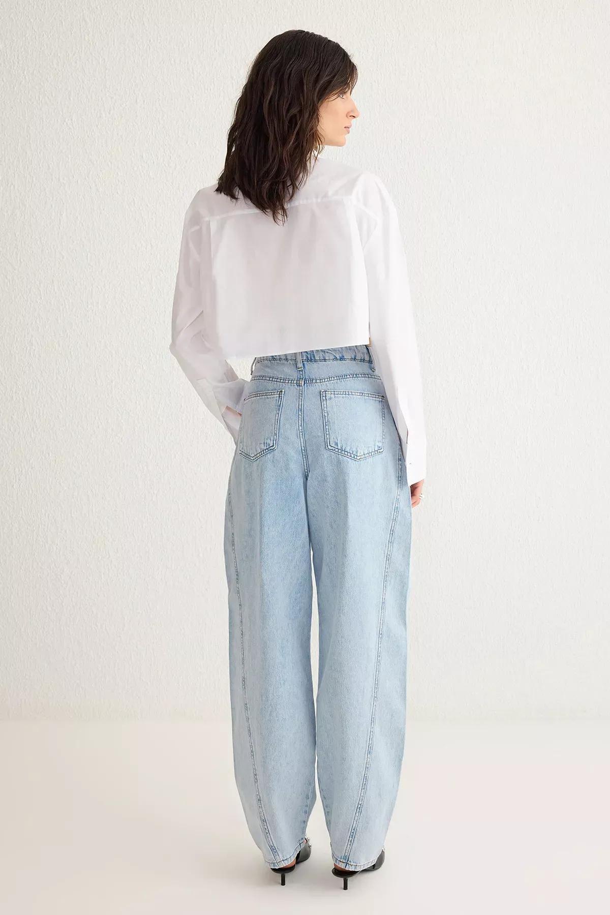 Blue Stitch Barrel Baggy Jeans, , large image number 4