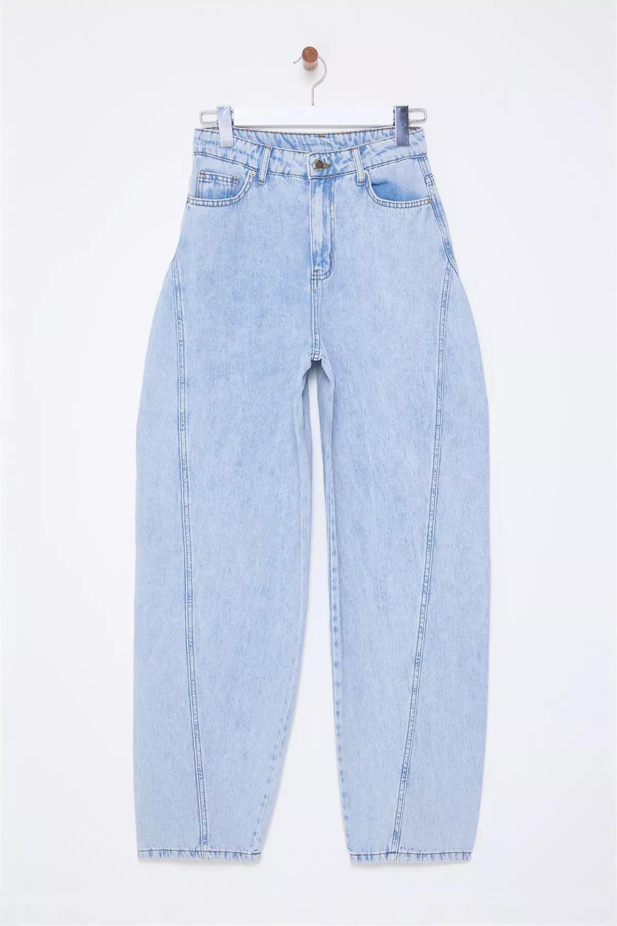 Blue Stitch Barrel Baggy Jeans, , large image number 6