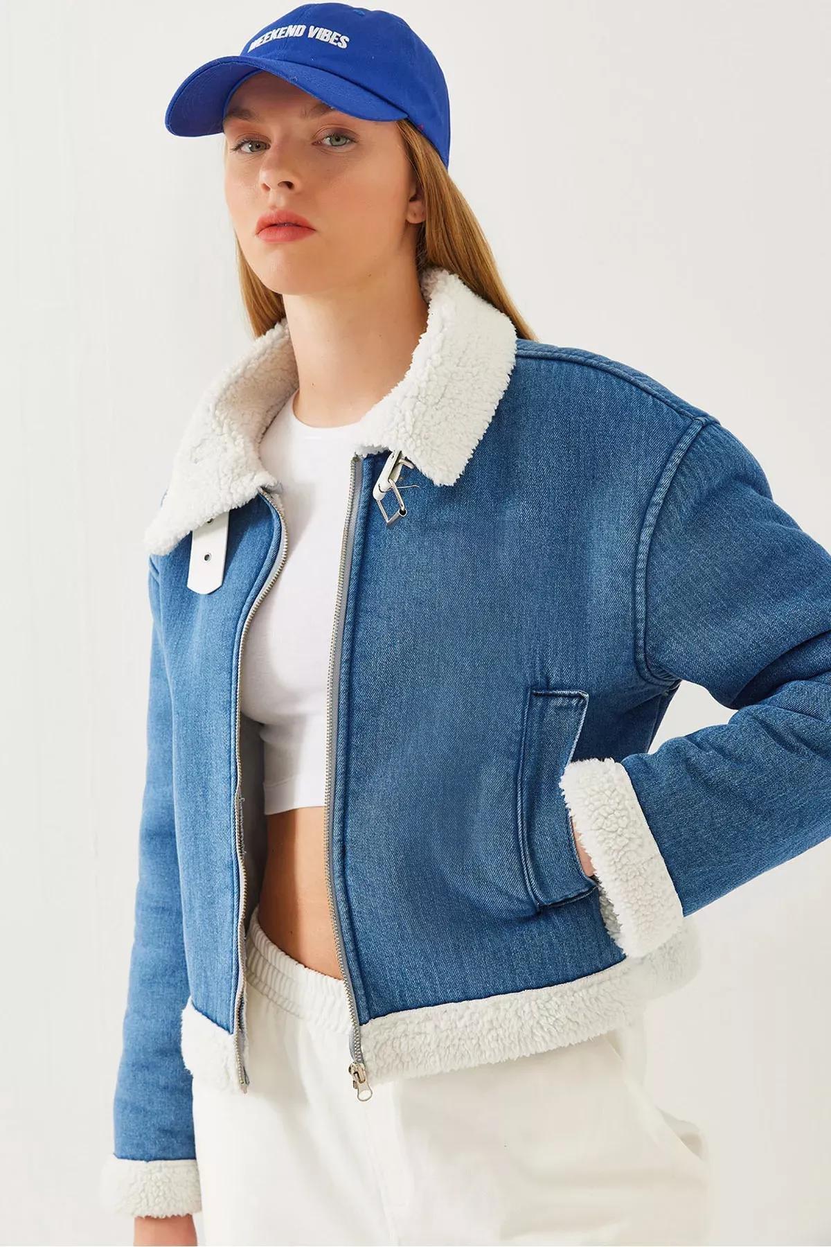 Blue Filato Detailed Denim Coat, , large image number 0
