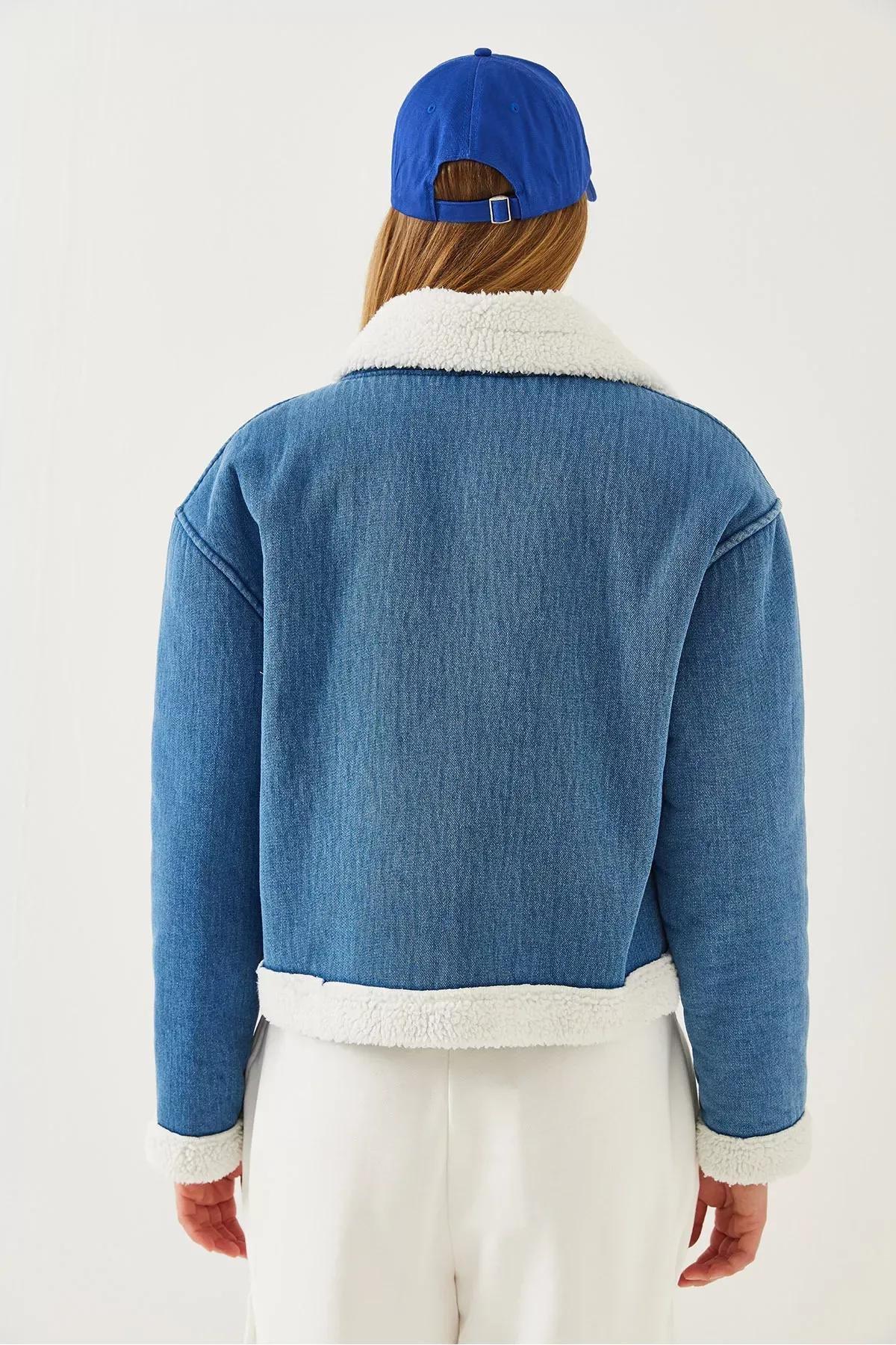 Blue Filato Detailed Denim Coat, , large image number 2