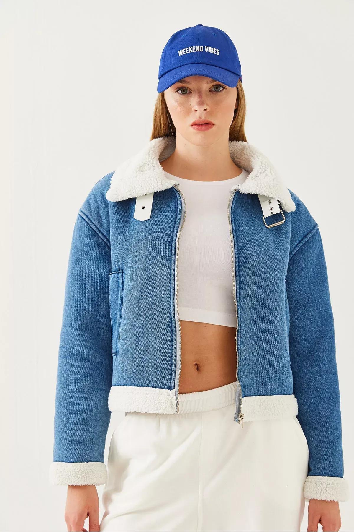 Blue Filato Detailed Denim Coat, , large image number 3