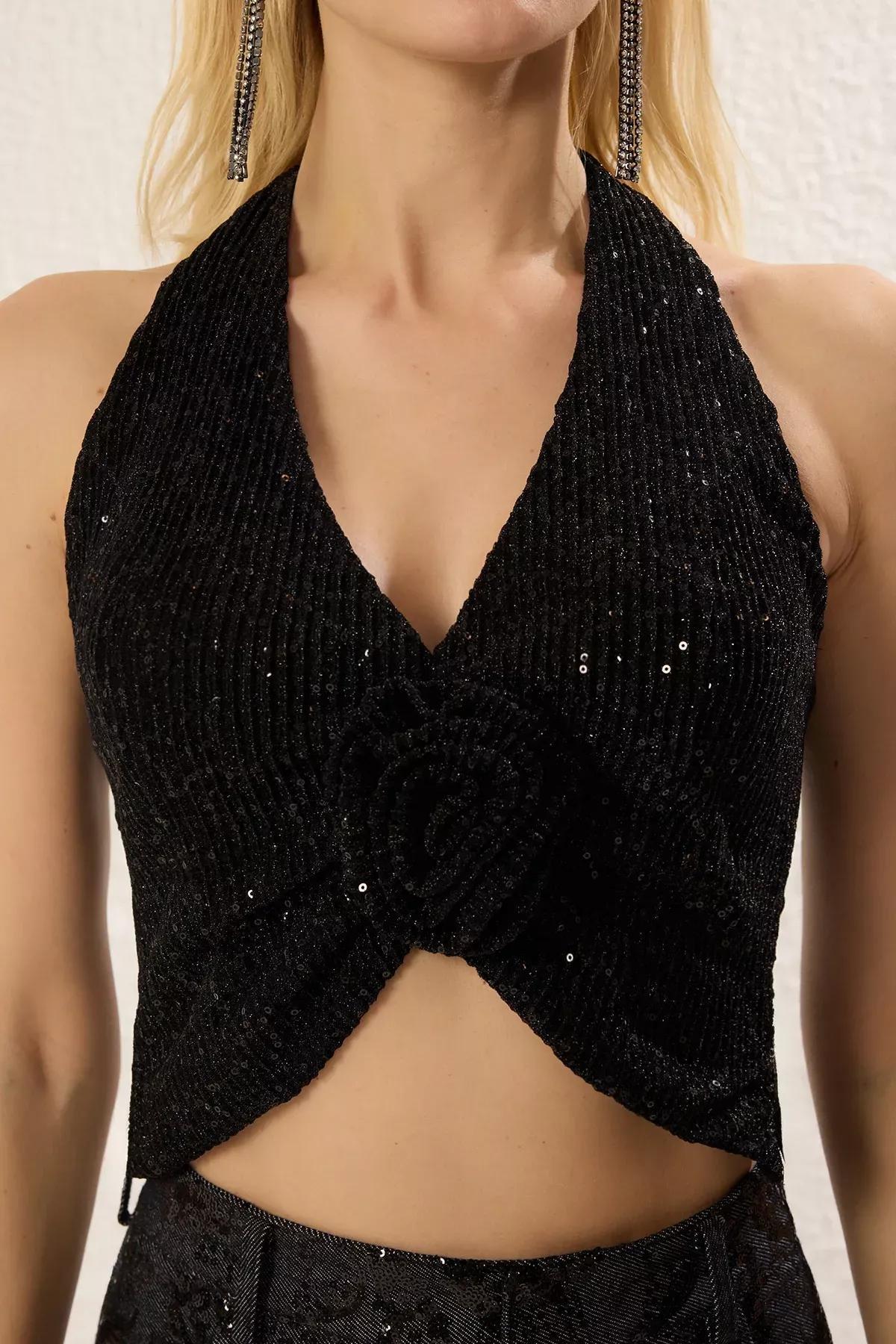Black Sequin Pink Blouse, , large image number 2