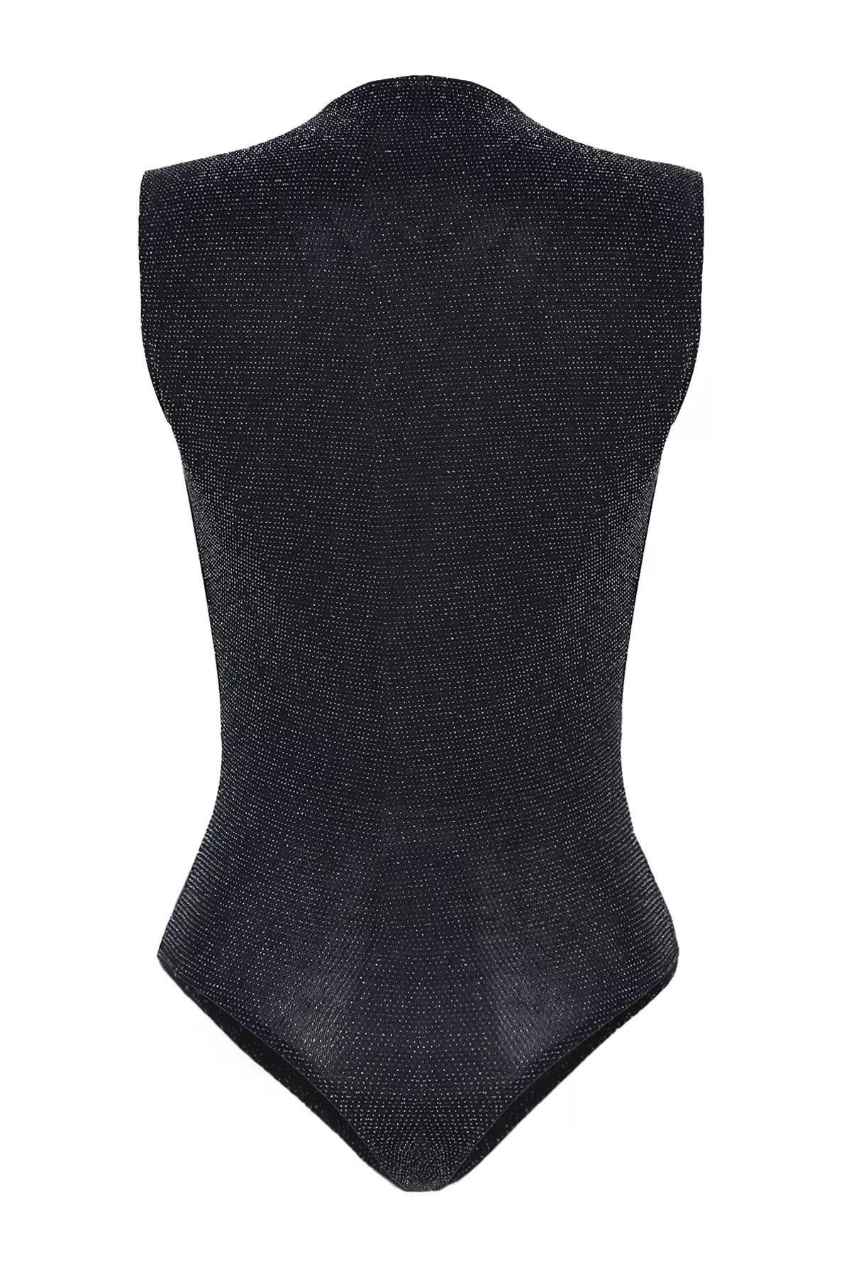 Silver Glittery Snap-On Knitted Bodysuit, , large image number 5