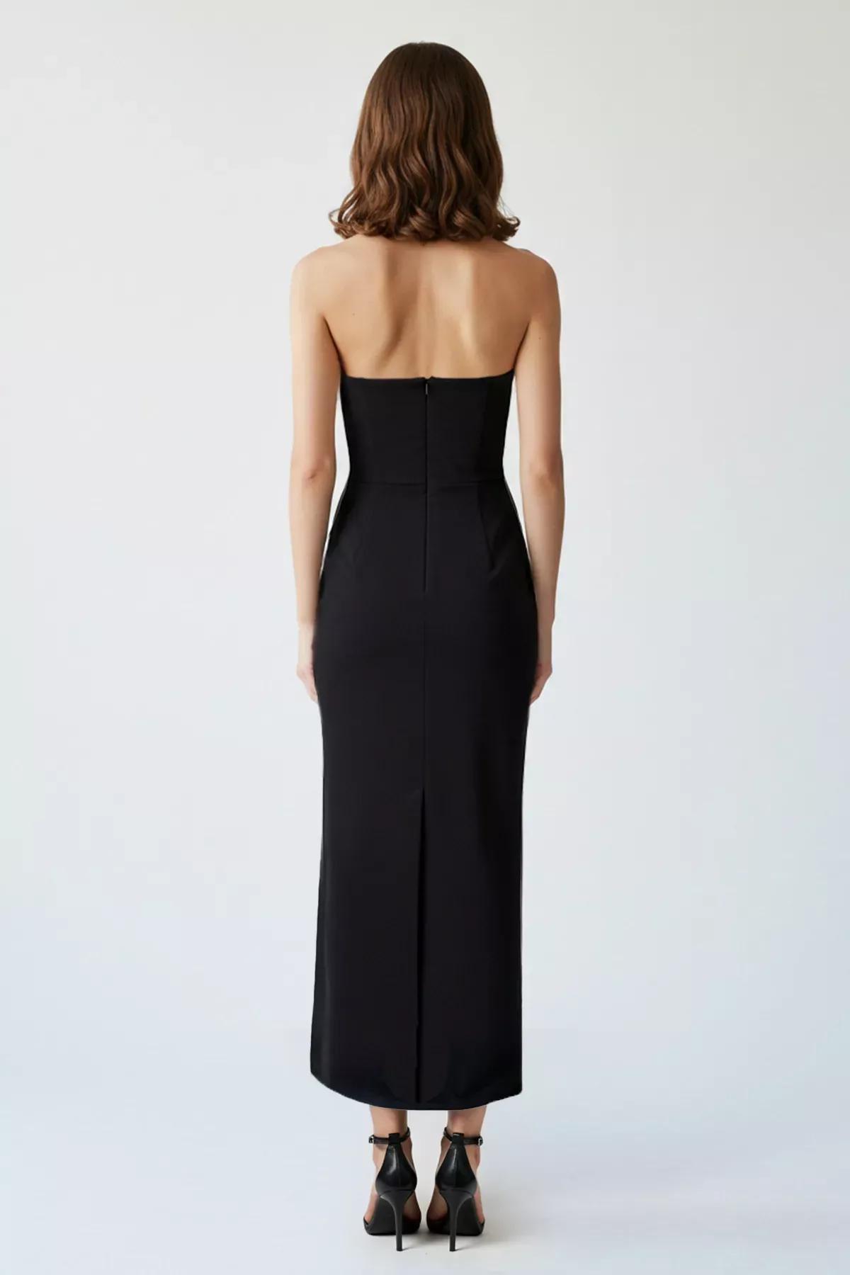 Black Detailed Woven Dress, , large image number 1