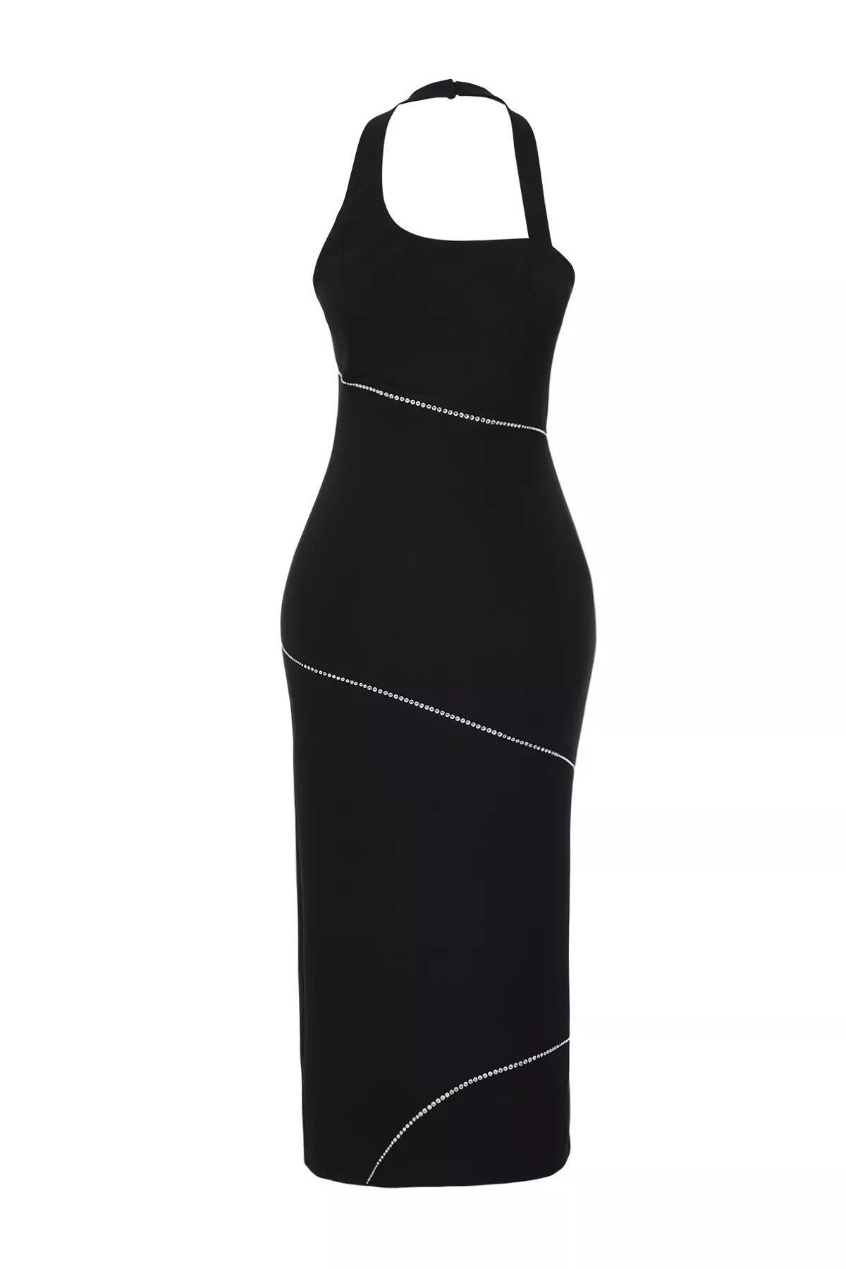 Black Detailed Woven Dress, , large image number 2