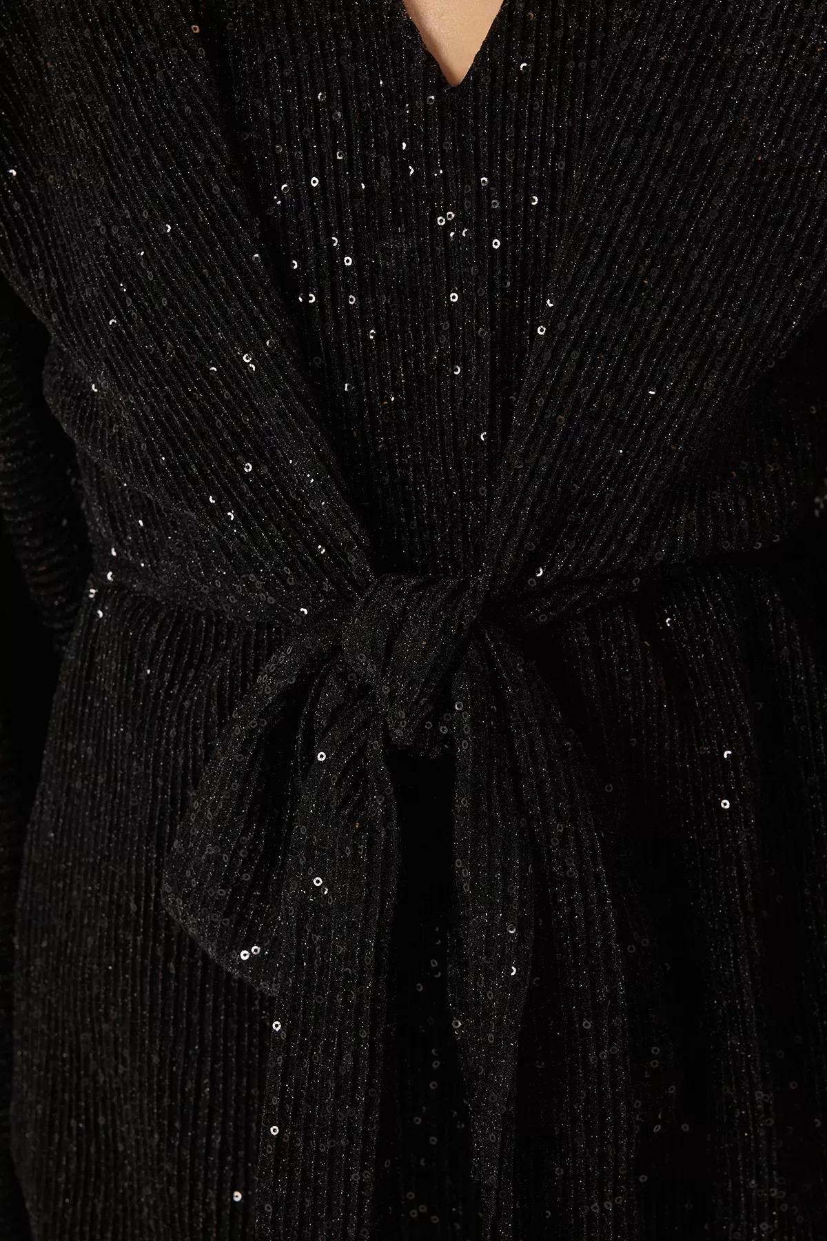 Black Glitter Sequin Short Jumpsuit, , large image number 2