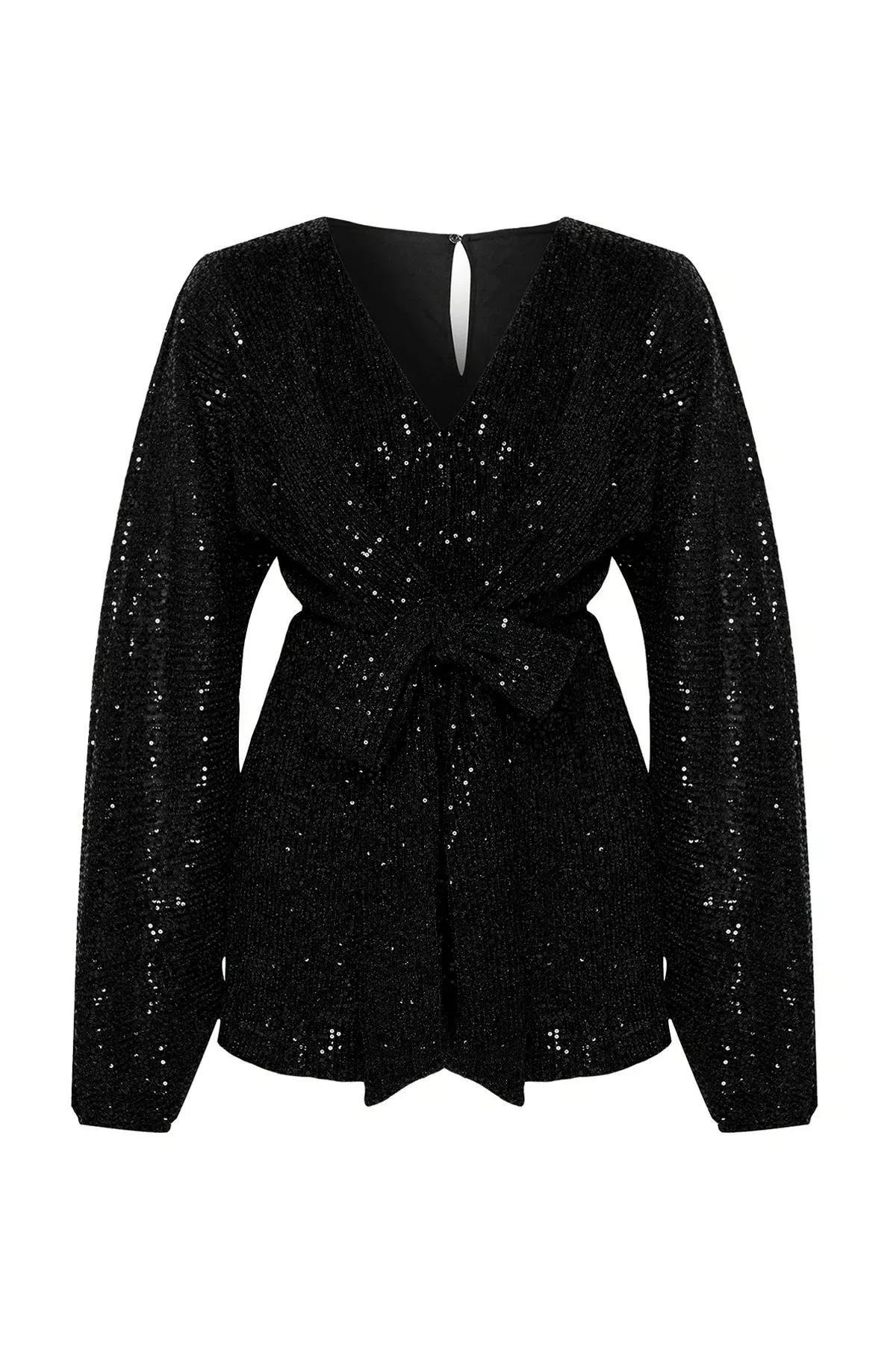 Black Glitter Sequin Short Jumpsuit, , large image number 4