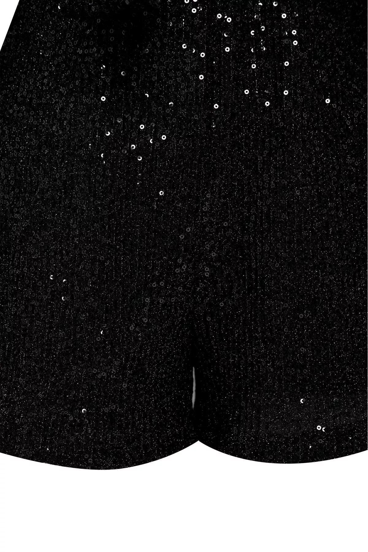 Black Glitter Sequin Short Jumpsuit, , large image number 5
