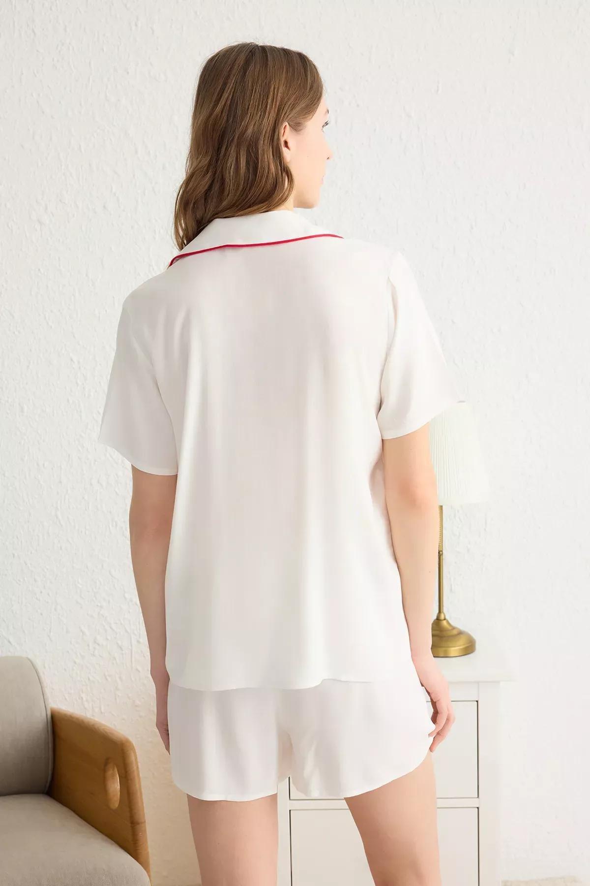 White-Multicolor Heart Piping Pajama Set (2 pcs), , large image number 4