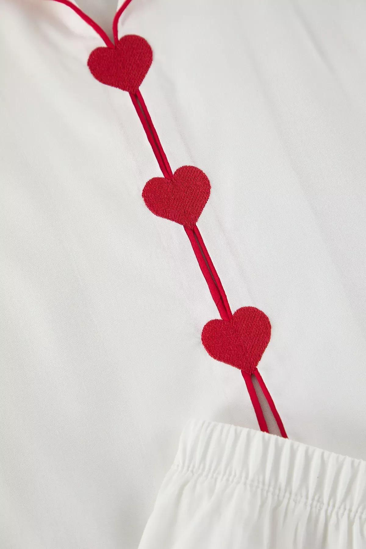 White-Multicolor Heart Piping Pajama Set (2 pcs), , large image number 5