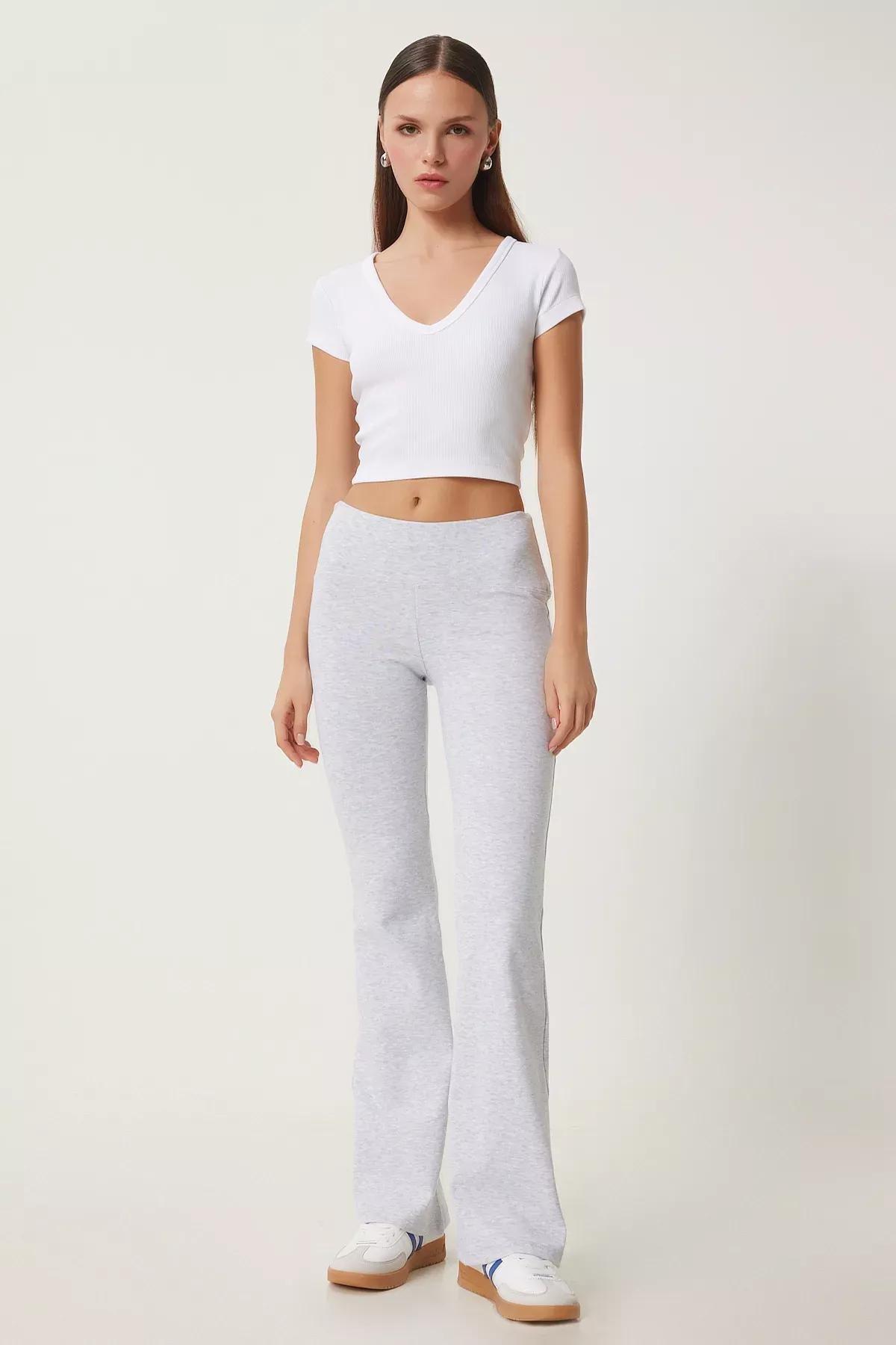 Grey Bell Bottom Leggings, , large image number 0