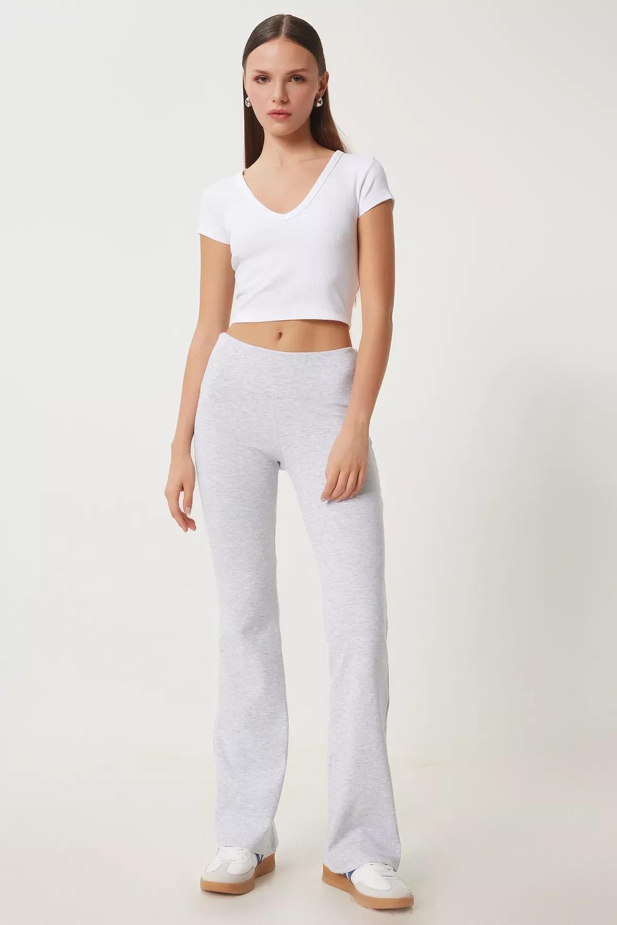 Grey Bell Bottom Leggings, , large image number 1