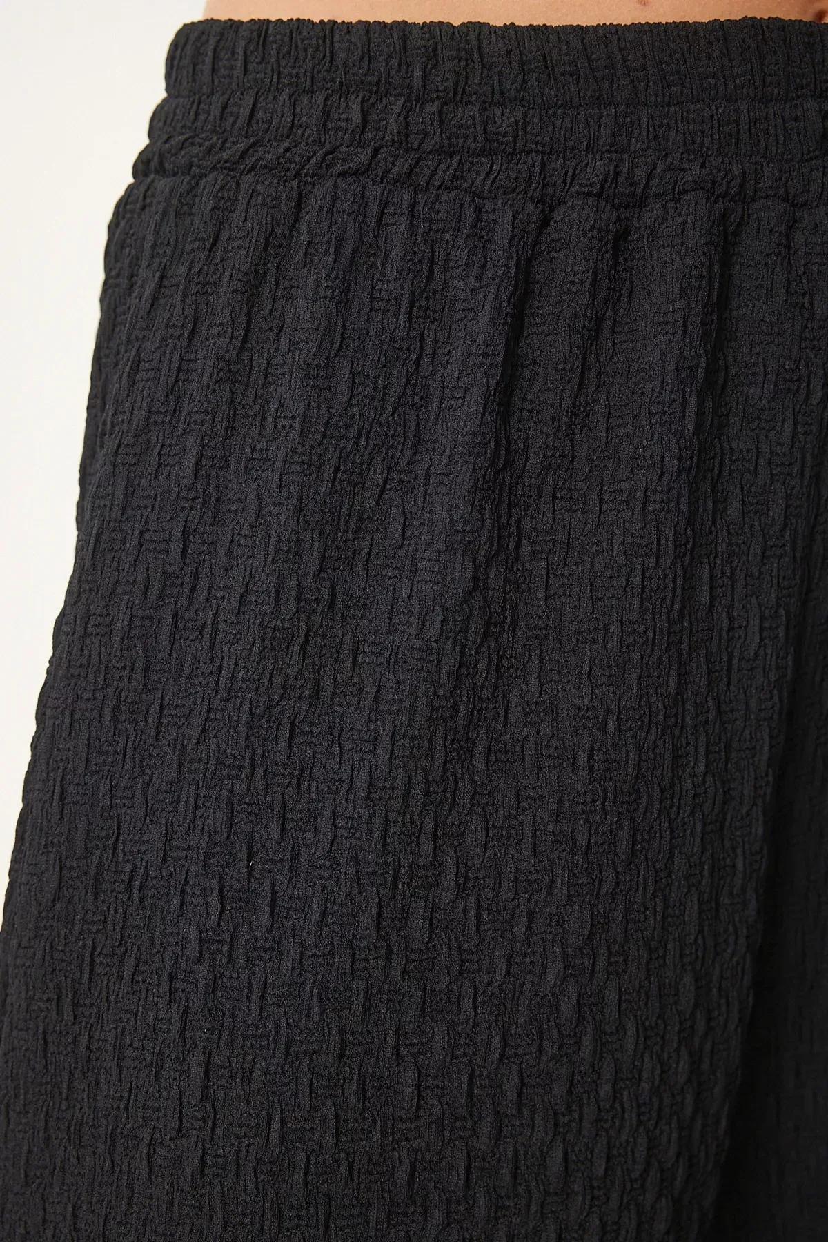 Black Textured Knit Kimono Set, BLACK, large image number 7