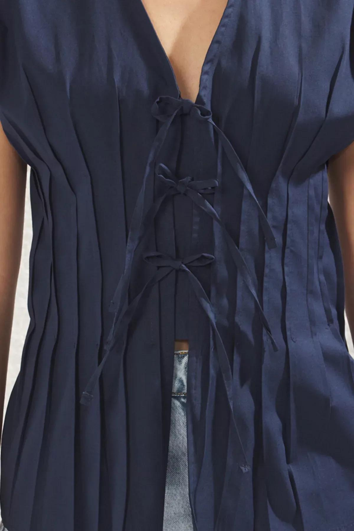 Navy Dart Tied Shirt, Navy blue, large image number 2
