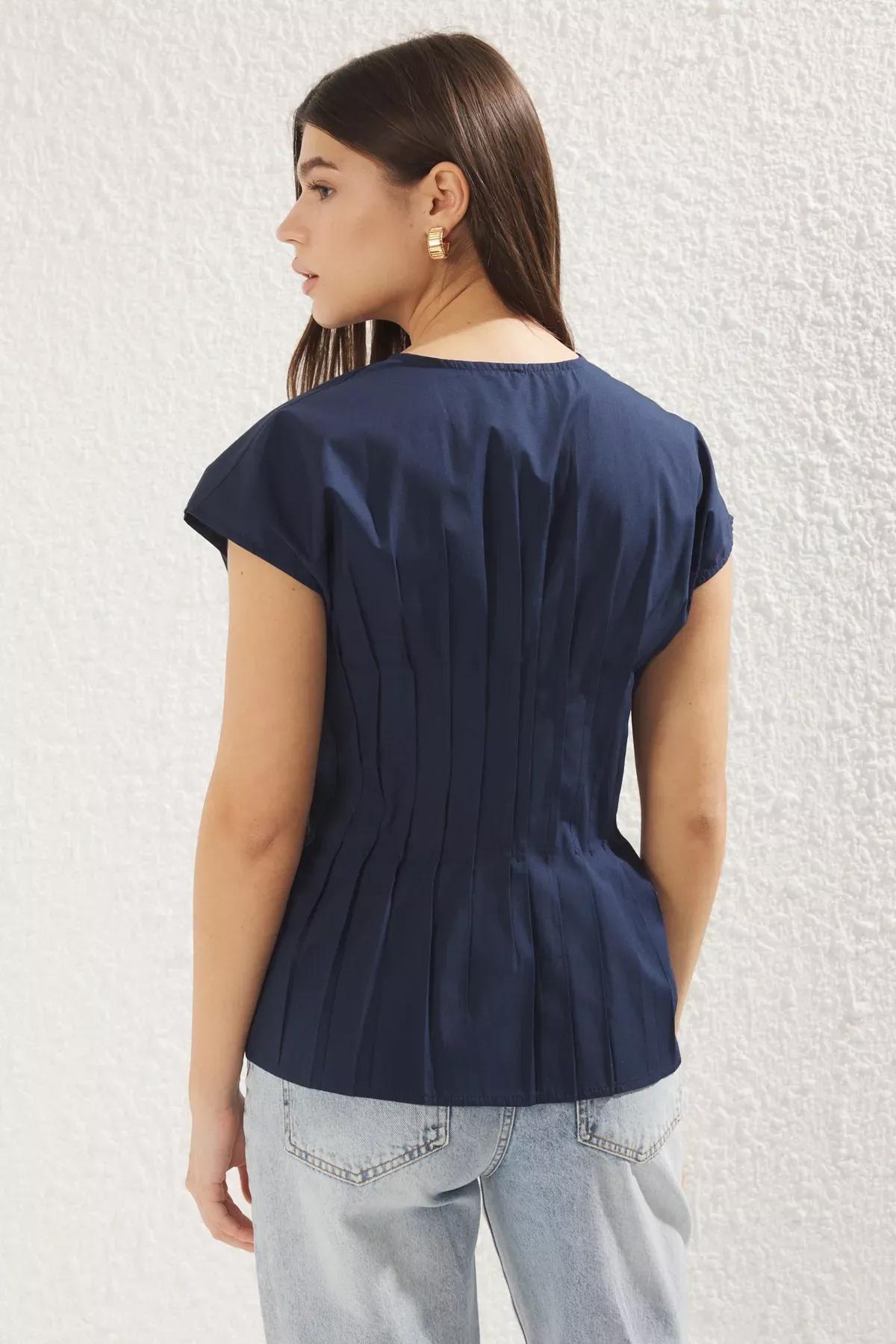 Navy Dart Tied Shirt, Navy blue, large image number 4